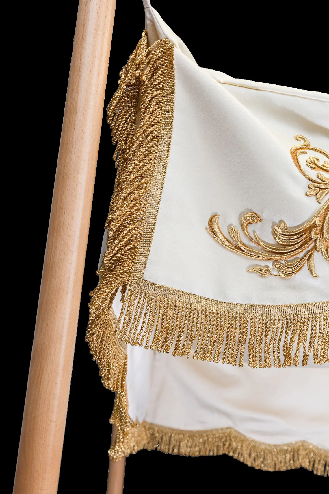 Corpus Christi Processional Canopy Ecru Satin IHS Embroidery 55 x 63 in - Image 6