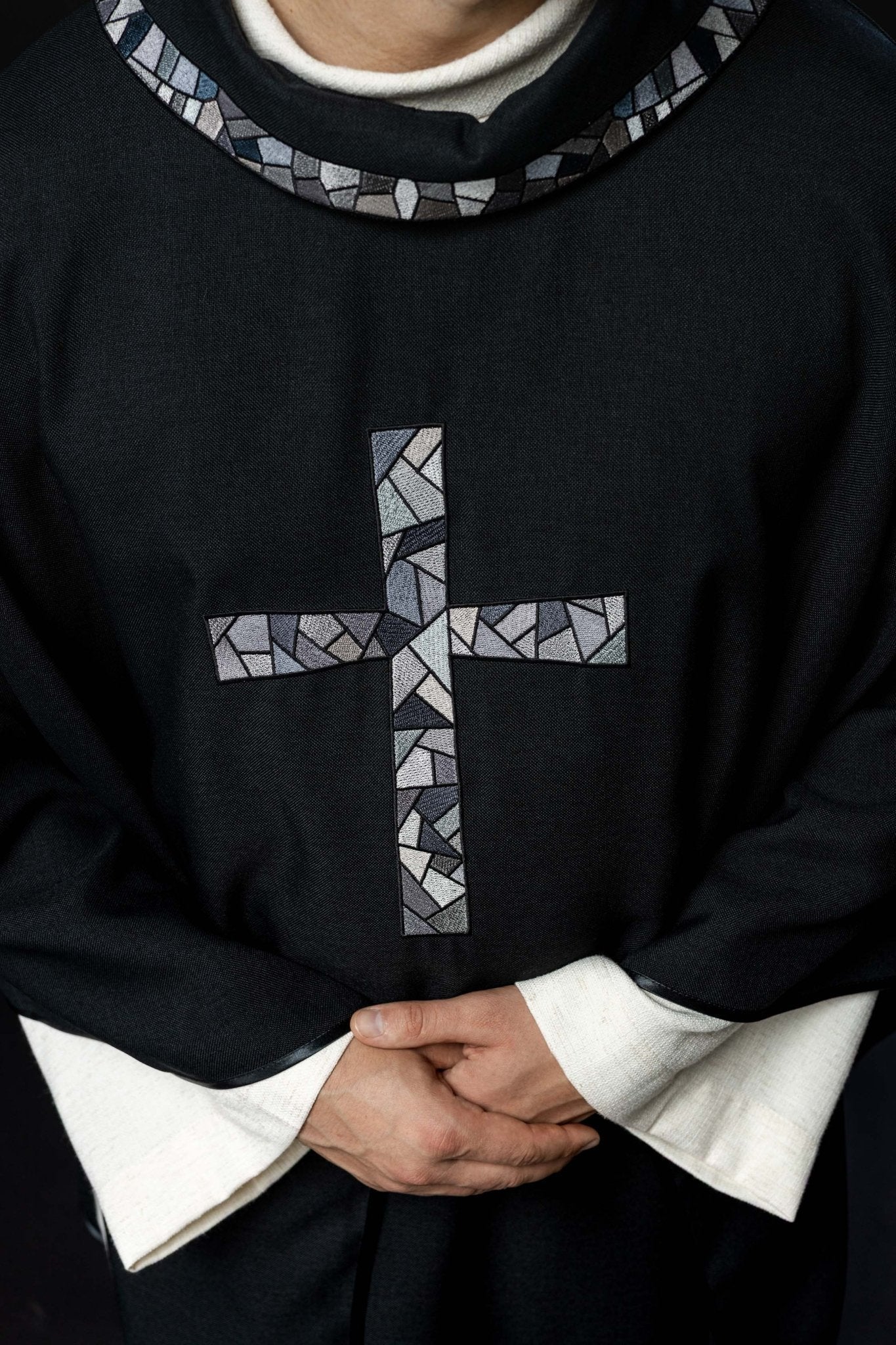 Black chasuble with mosaic black cross - Image 3