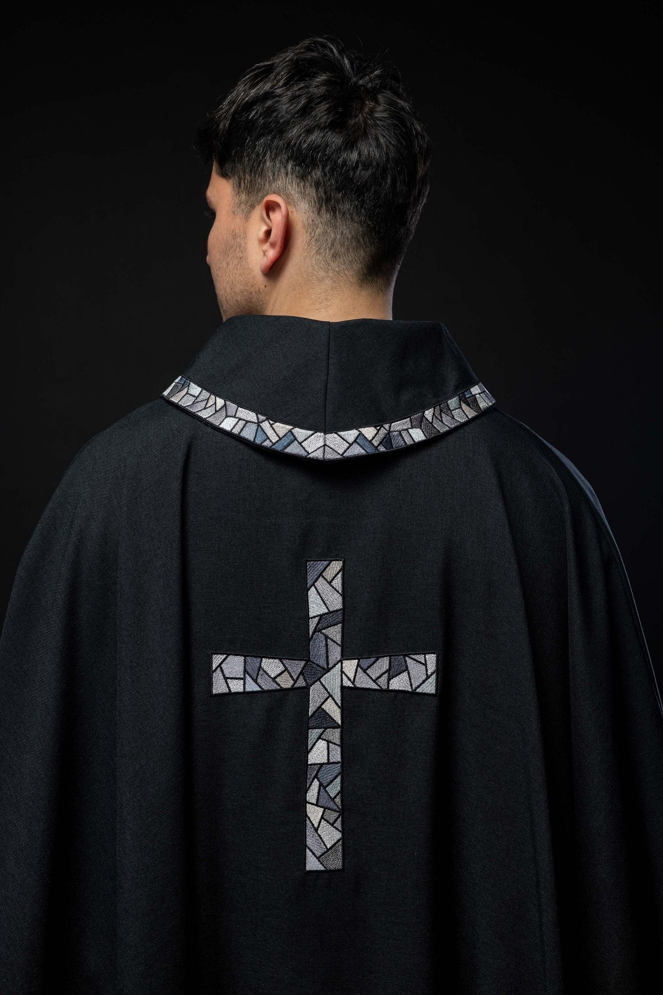Black chasuble with mosaic black cross - Image 6