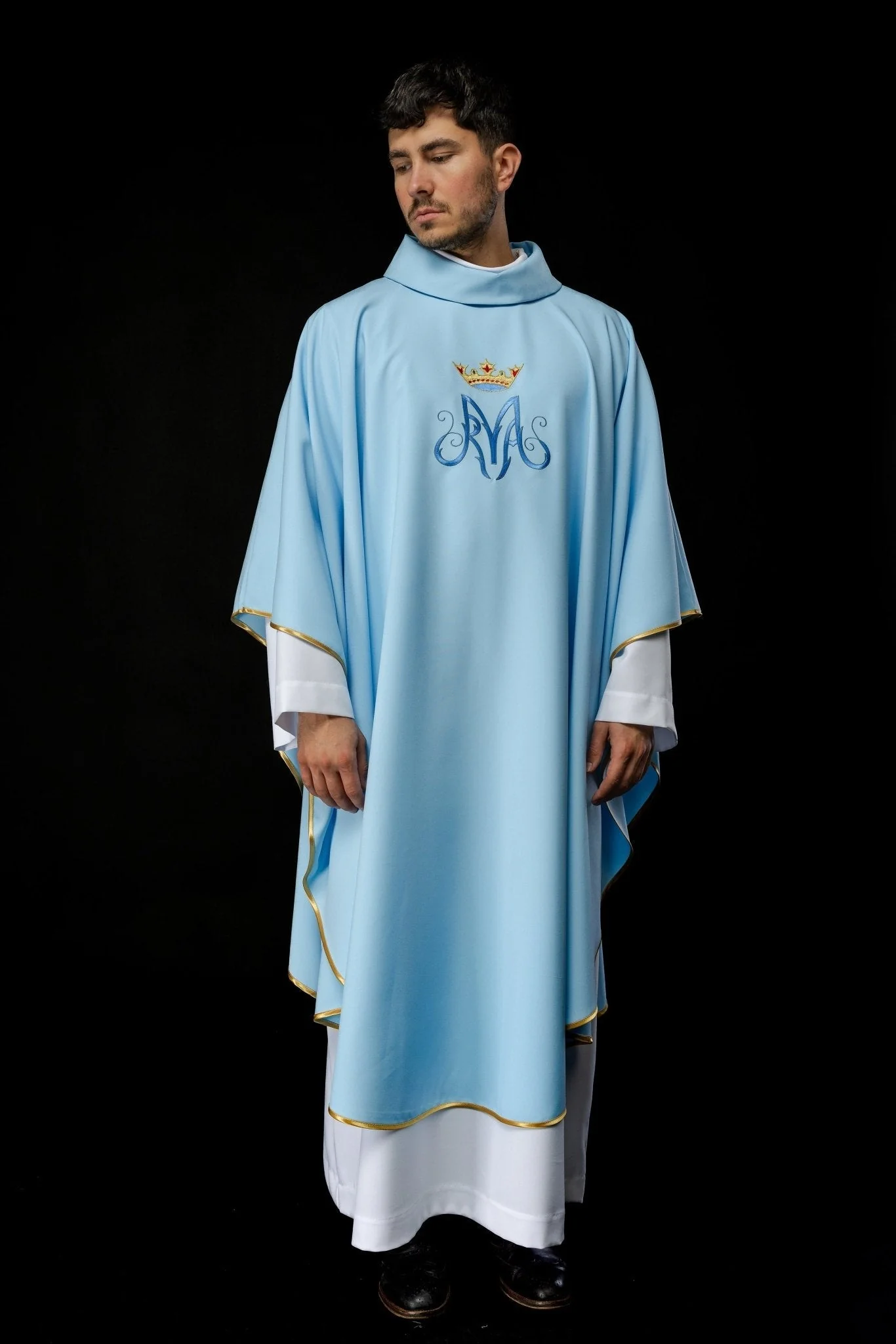 Blue Liturgical Marian Chasuble - Image 2