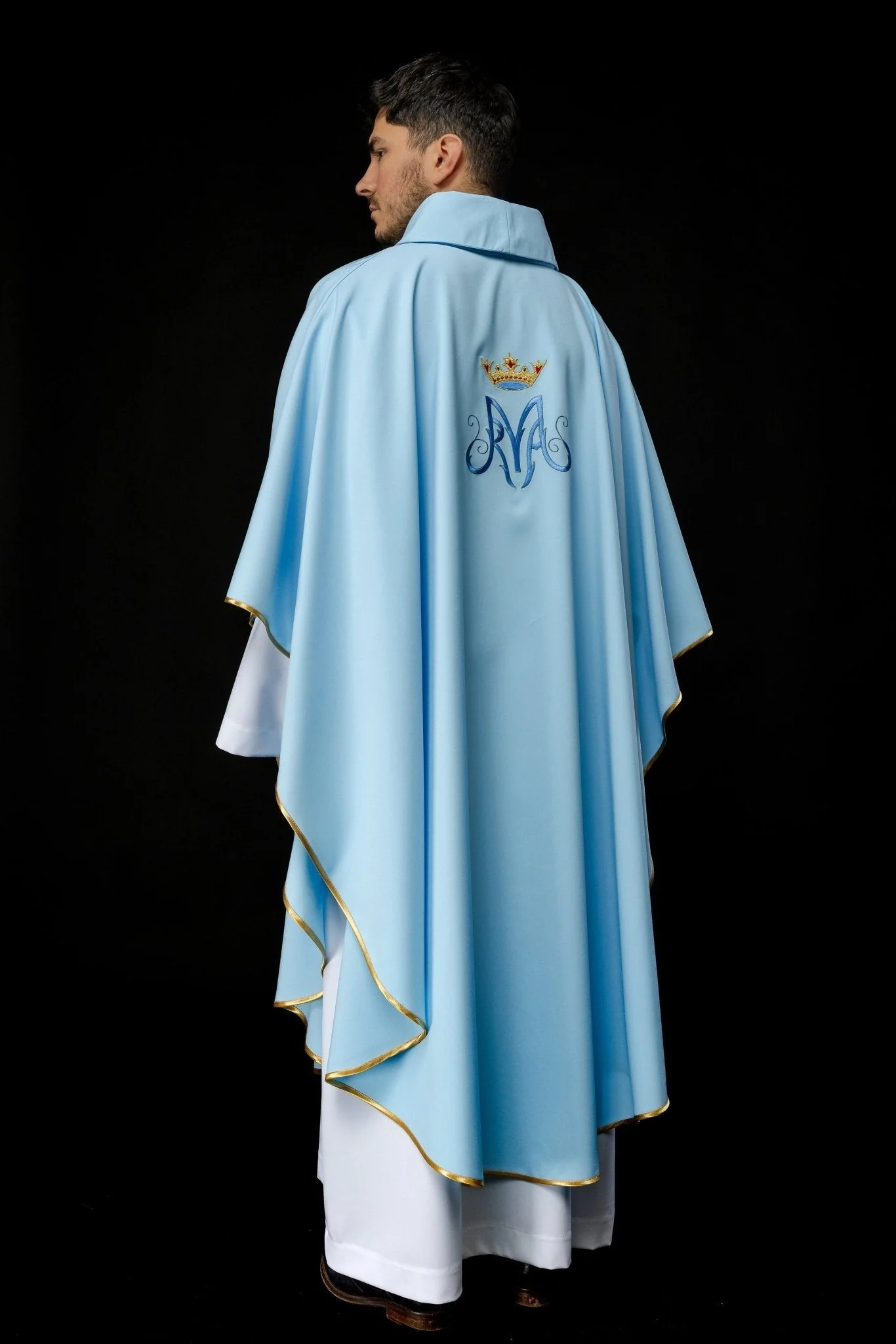 Blue Liturgical Marian Chasuble - Image 6