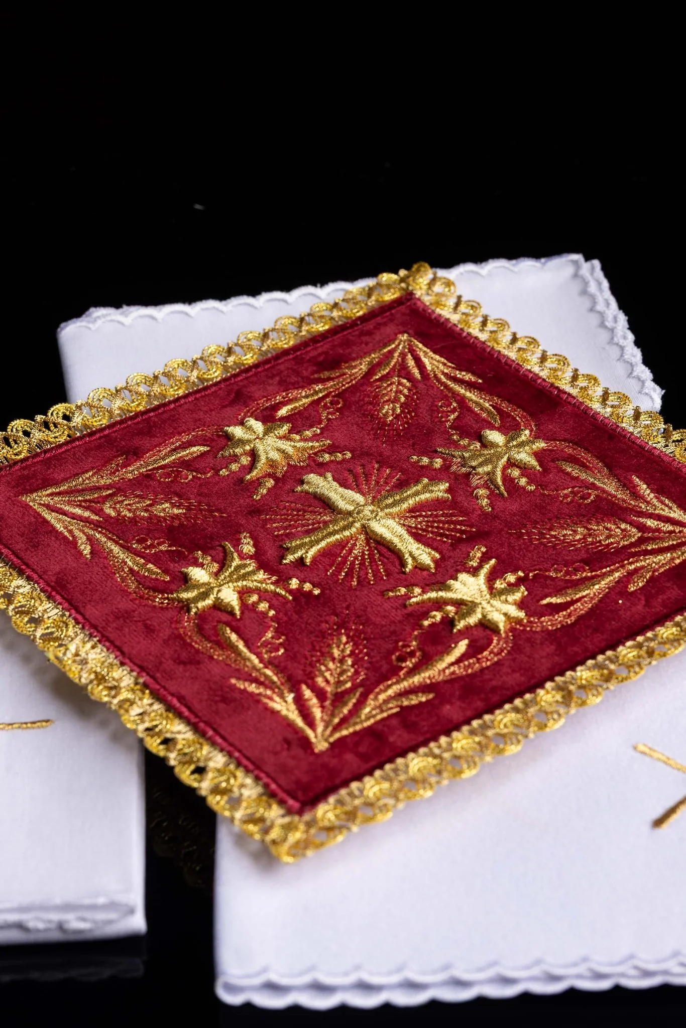 Chalice Linens Embroidered Burgundy Velvet - Image 4