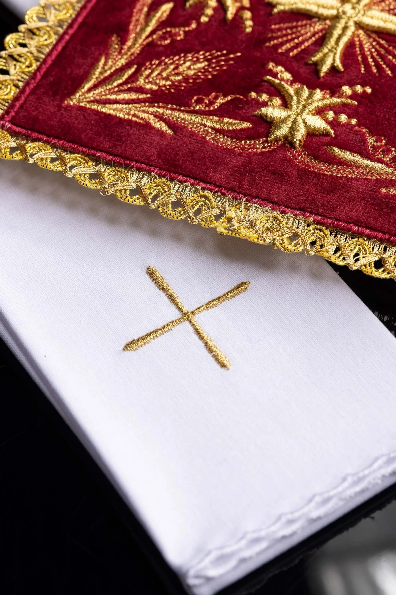 Chalice Linens Embroidered Burgundy Velvet - Image 5