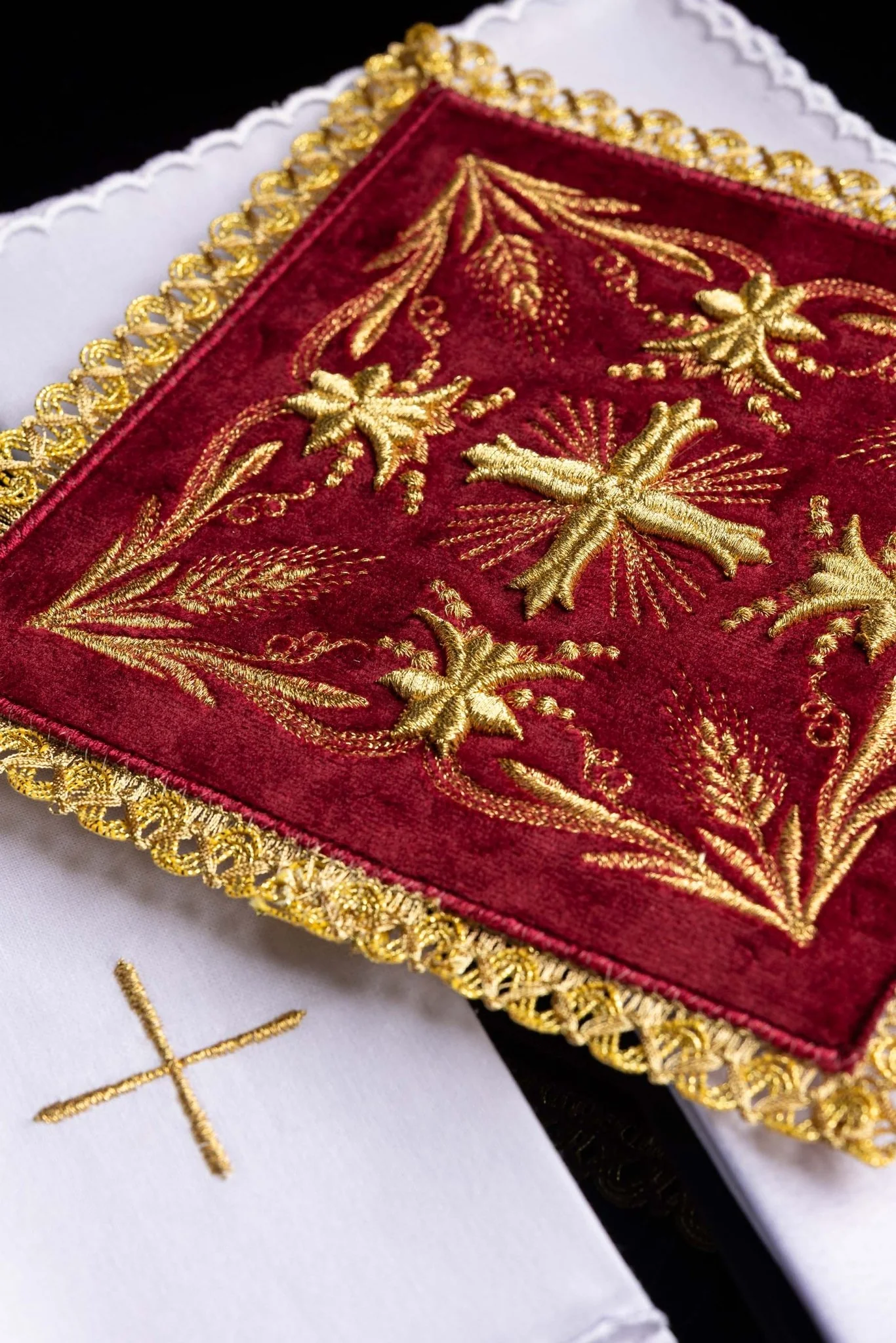 Chalice Linens Embroidered Burgundy Velvet - Image 6