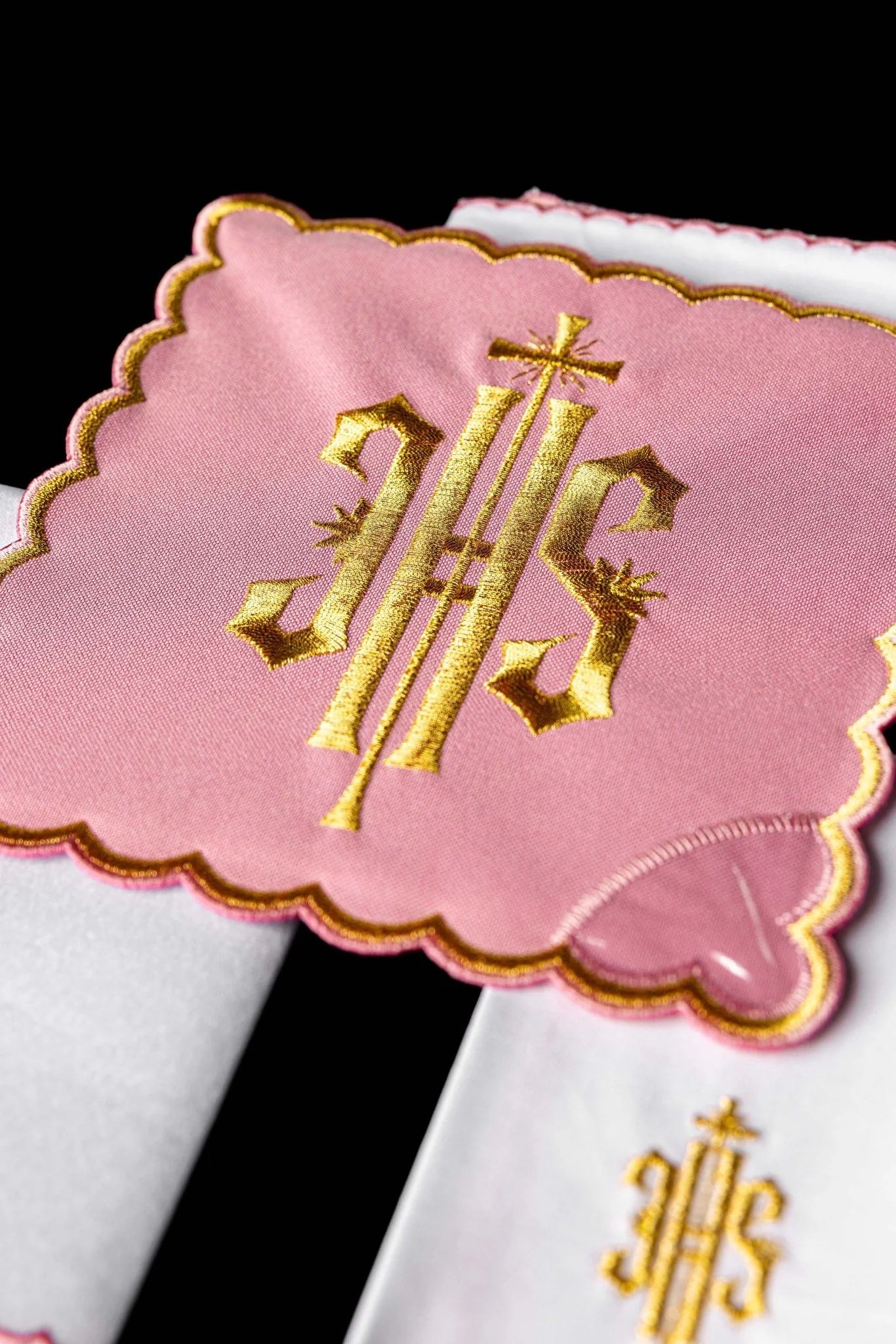 Chalice Linens Embroidered Pink IHS - Image 4