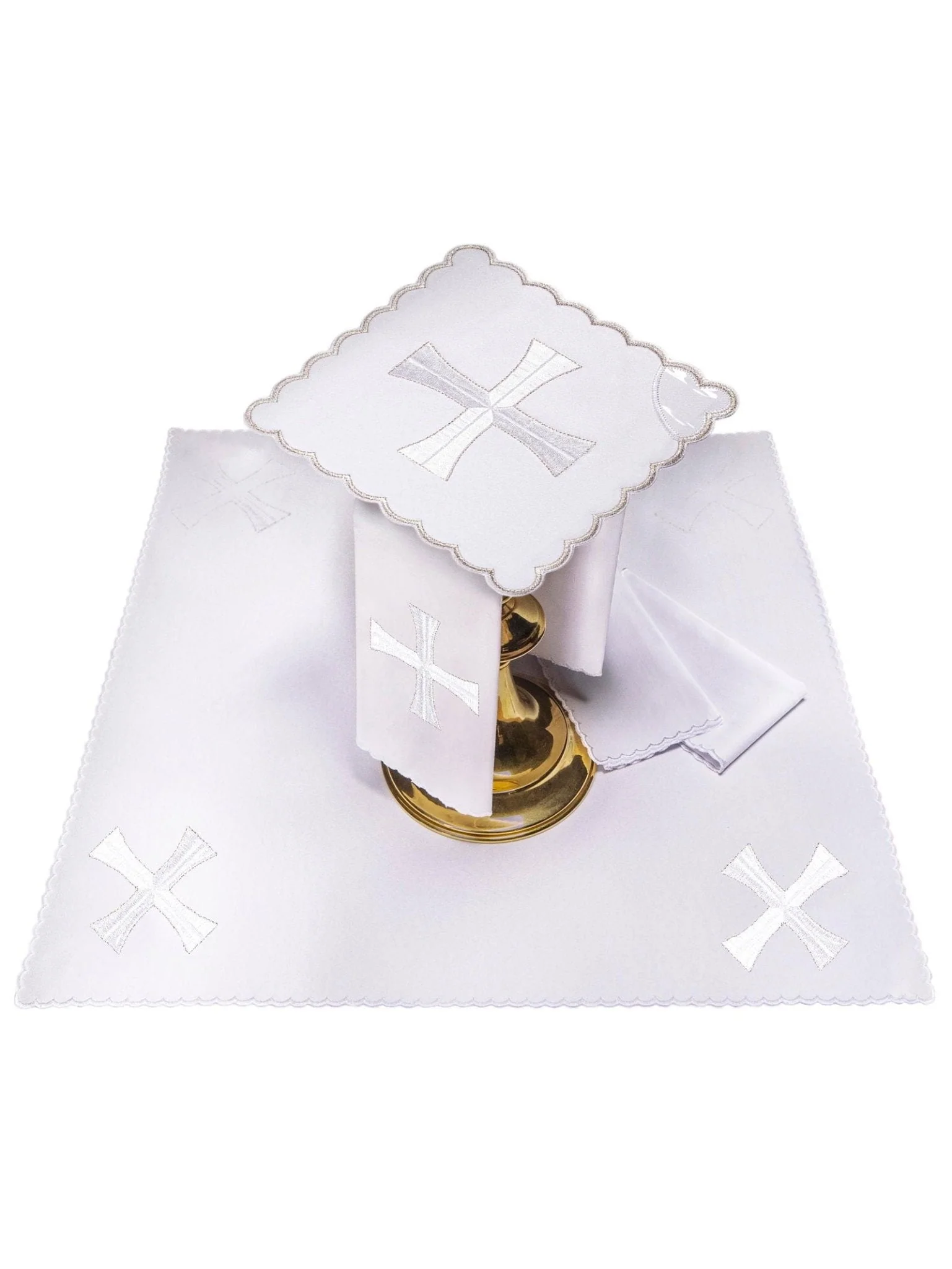 Chalice Linens with simple white embroidered Motif