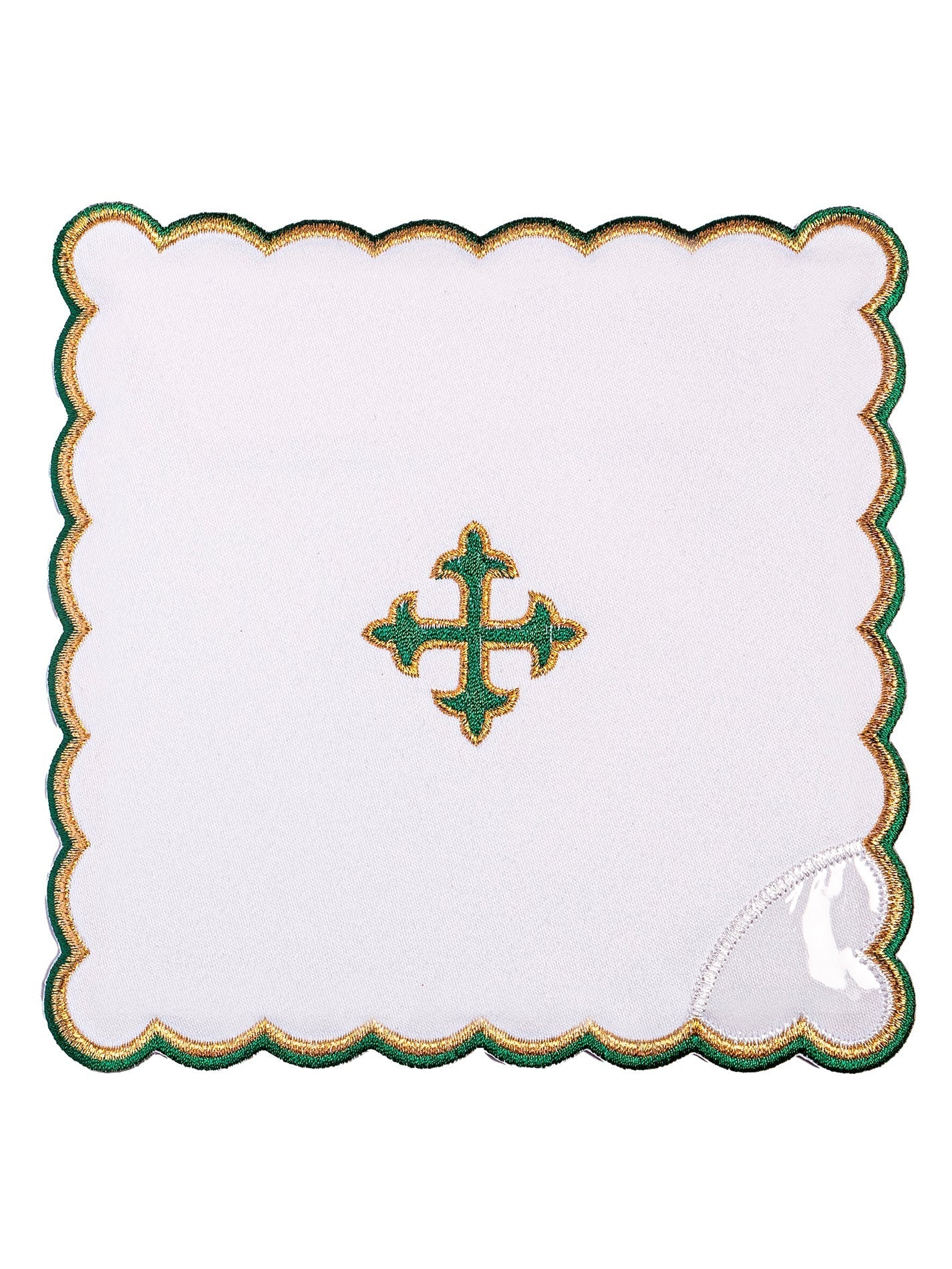 Chalice Linens with small green cross embroidery - Image 3