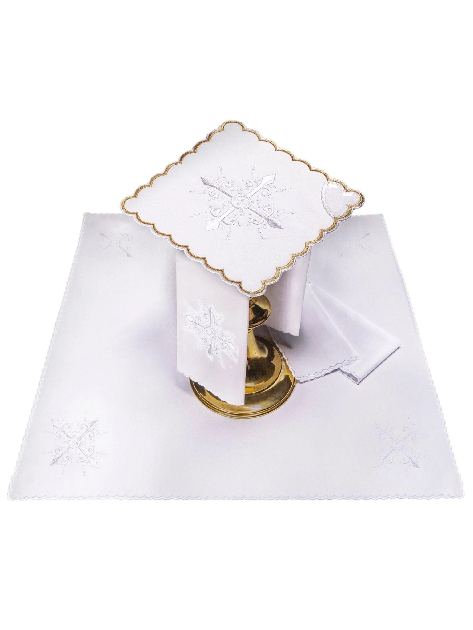 Chalice Linens set with white embroidery
