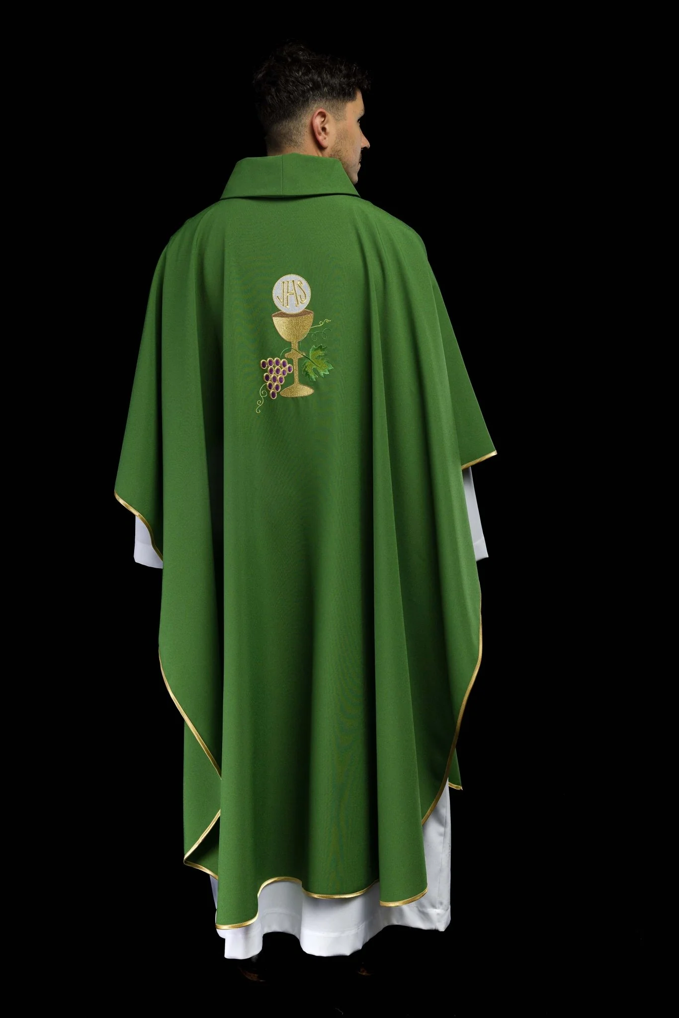 Chasuble Chalice Cross and Grapes in green - Image 6