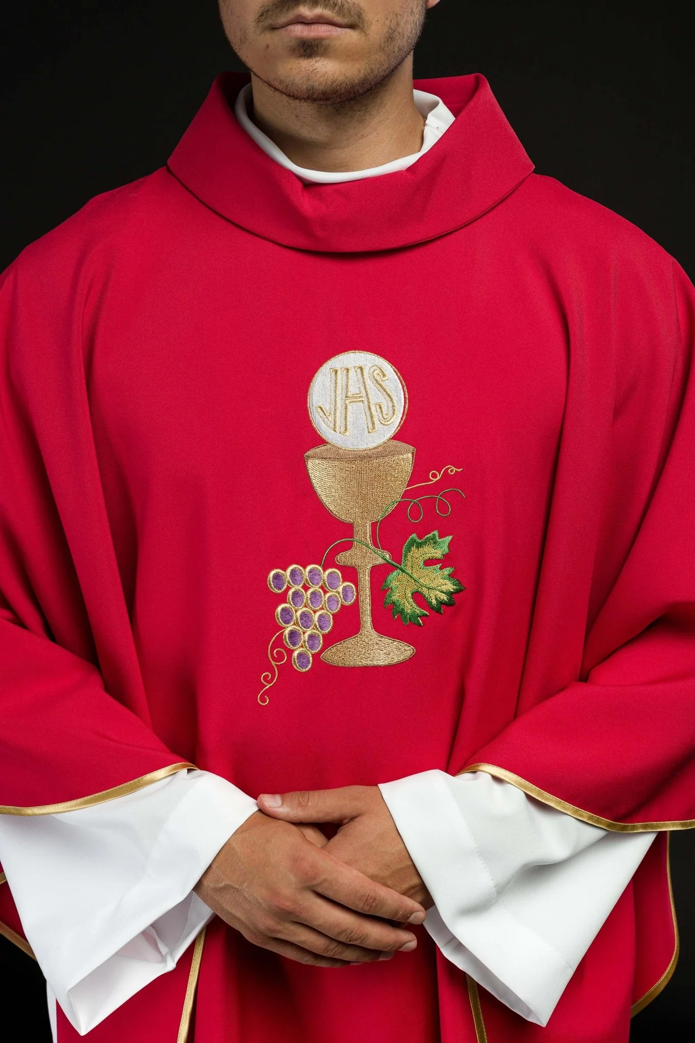 Chasuble Chalice Cross and Grapes in red - Image 4