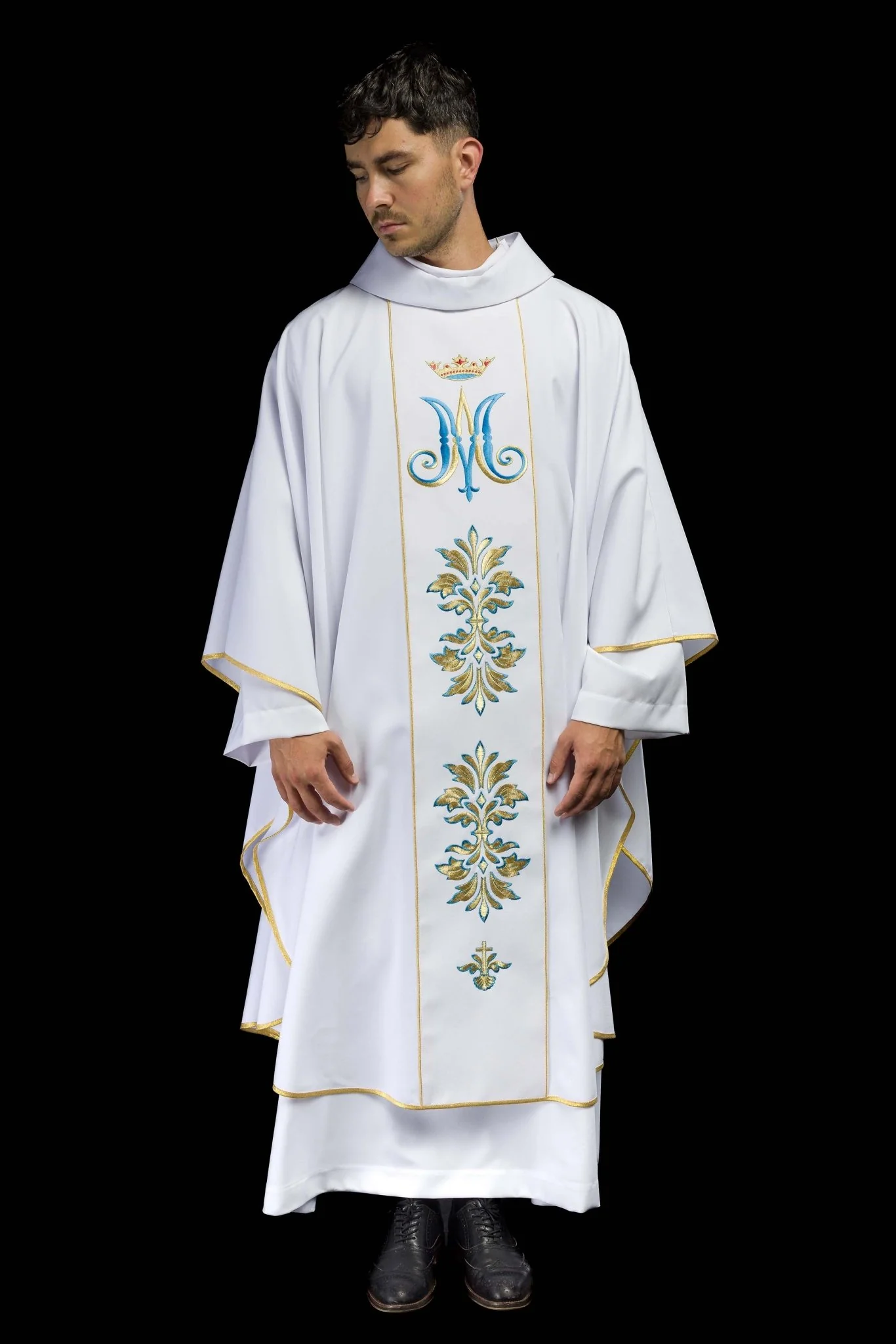 Chasuble embroidered with Mary motif in White - Image 2
