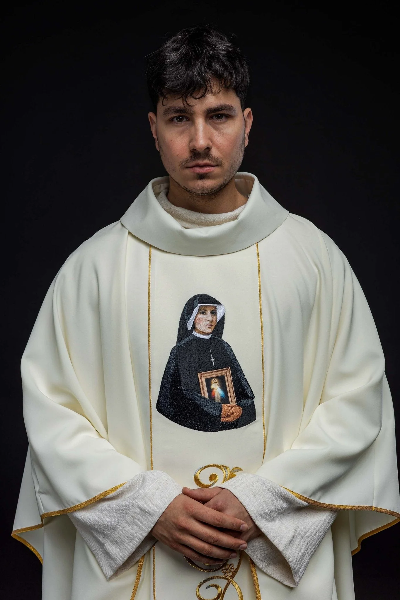 Chasuble embroidered with the image of Saint Faustina