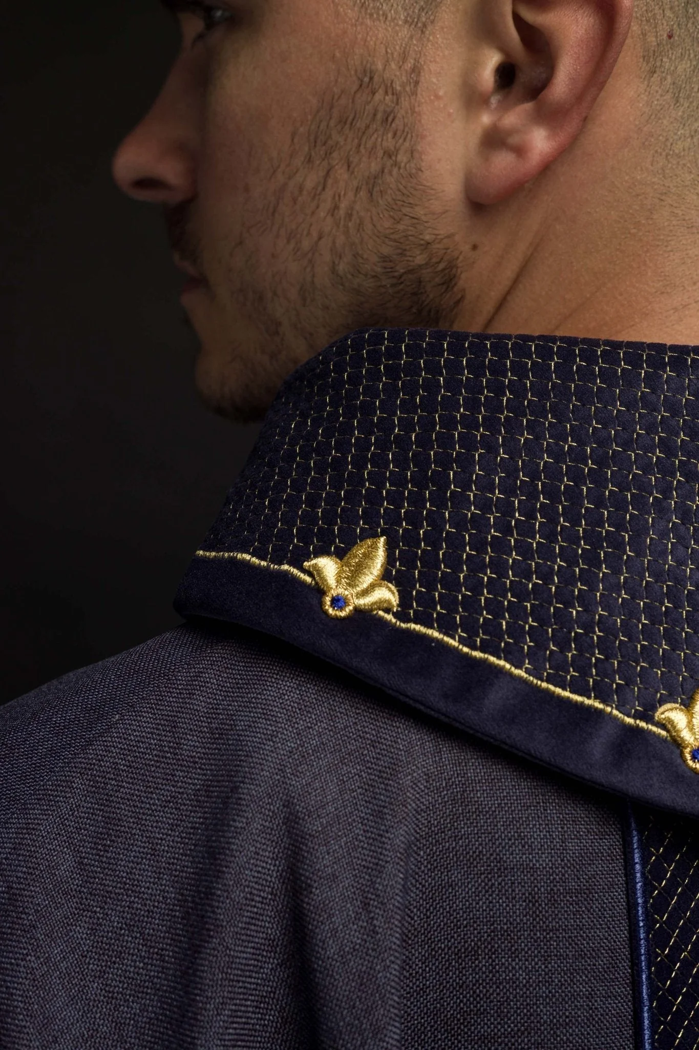 Chasuble with Velvet Purple Band and Cross Embroidery - Image 4