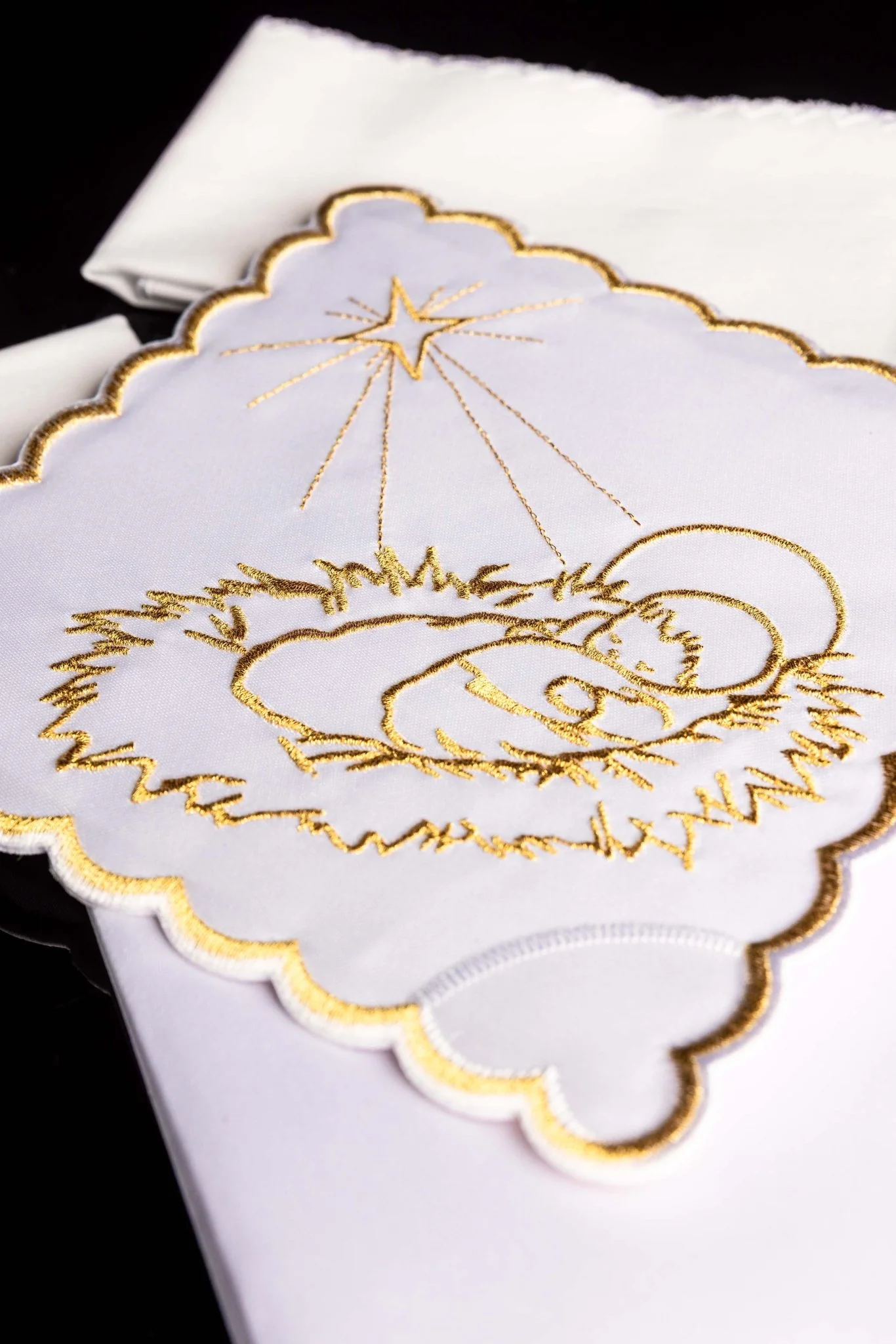 Christmas chalice linens set with embroidered Jesus child - Image 4