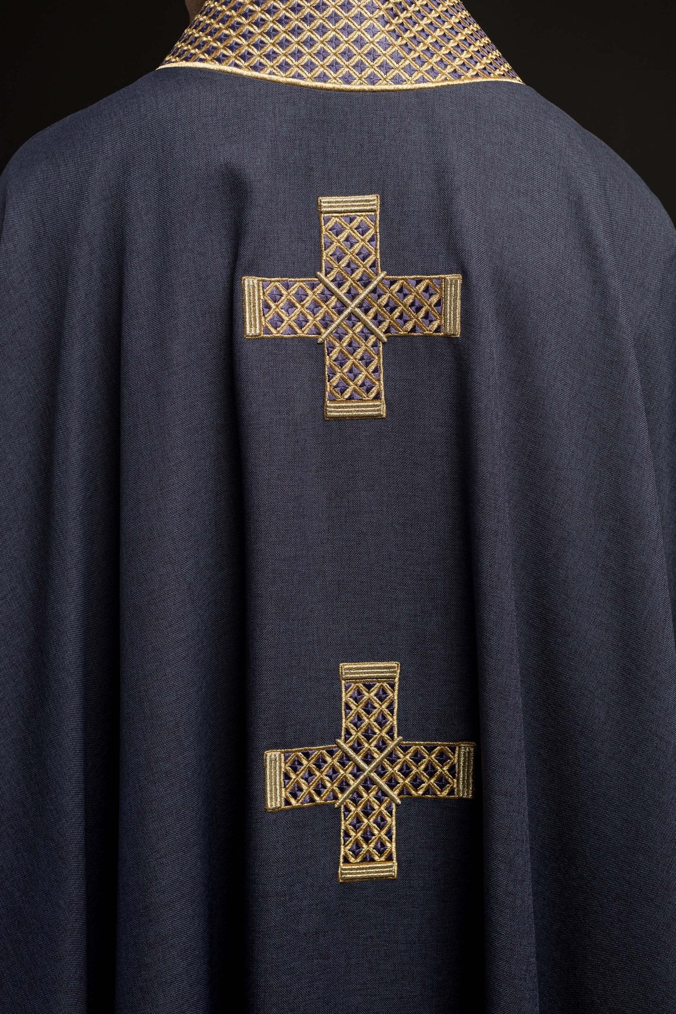 Dark purple chasuble with embroidered crosses - Image 7