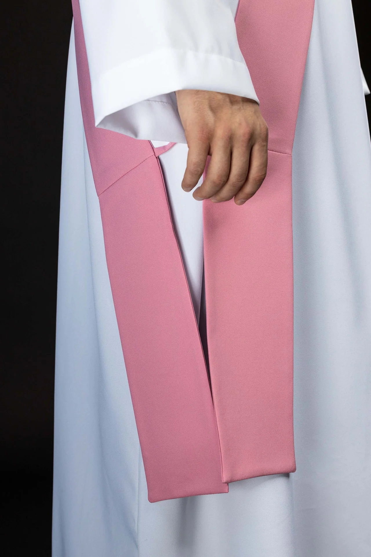 Deacon stole embroidered with IHS and Cross in pink - Image 4