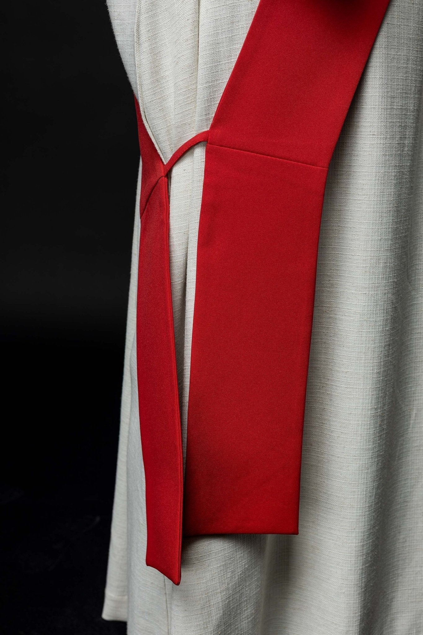 Deacon stole embroidered with IHS and Cross in red - Image 4