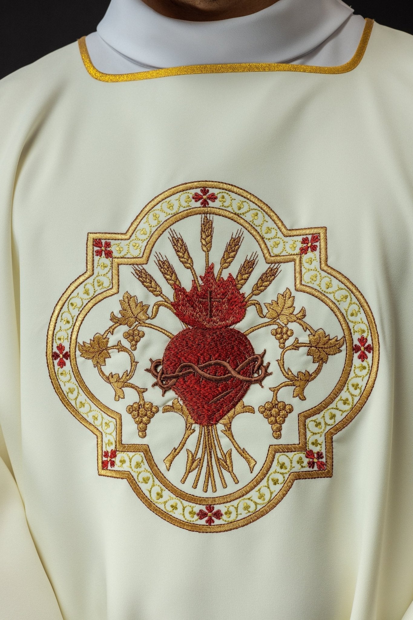 Deacons dalmatic with the Sacred Heart of Jesus and Eucharistic Chalice embroidery - Image 3