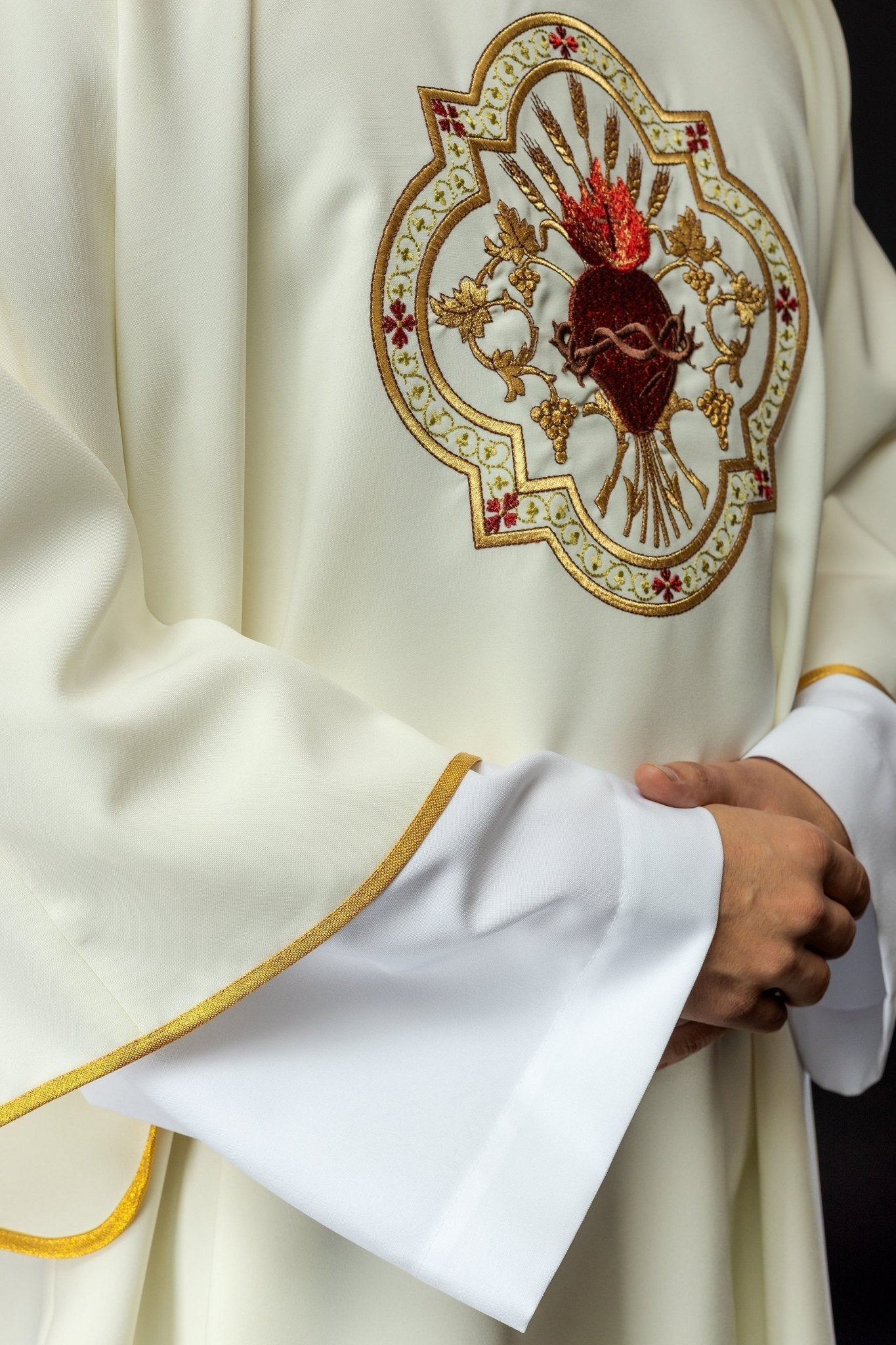 Deacons dalmatic with the Sacred Heart of Jesus and Eucharistic Chalice embroidery - Image 4