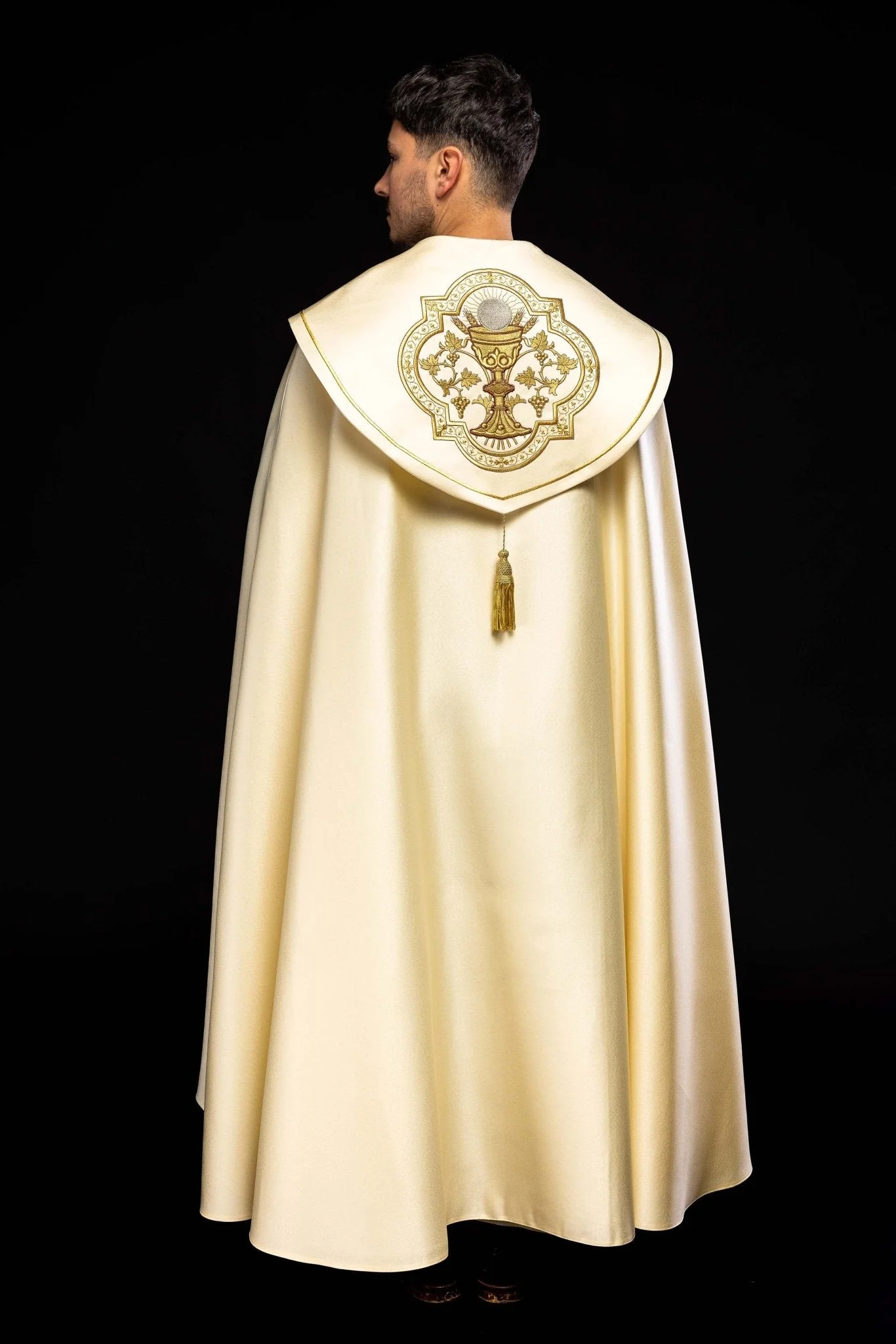 Ecru clergy cope with gold Chalice embroidery - Image 8