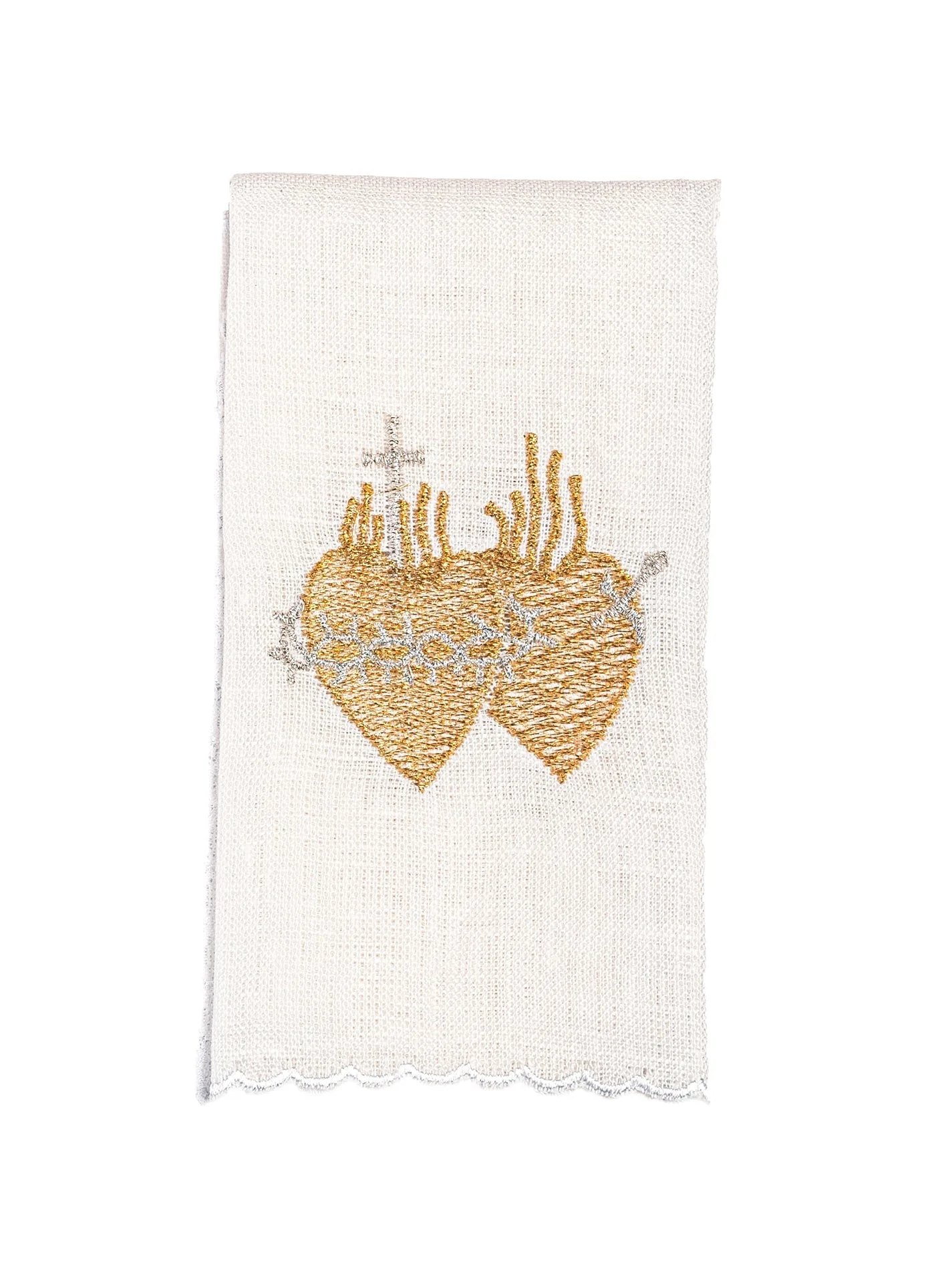 Embroidered altar linen set with the sacred hearts embroidery - Image 4