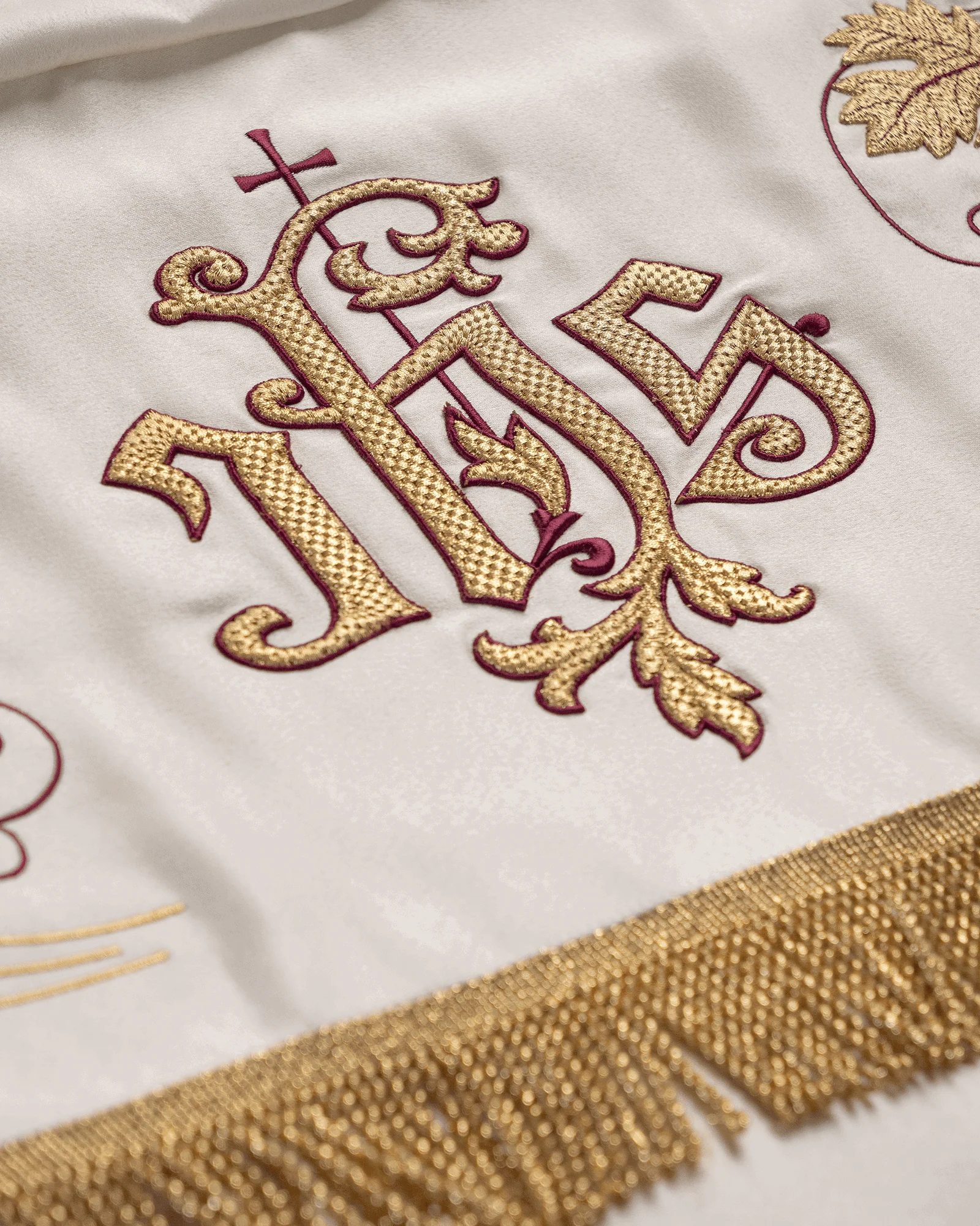 Eucharistic Procession Canopy Ecru Satin Grapes and Wheat 51 x 63 in - Image 4