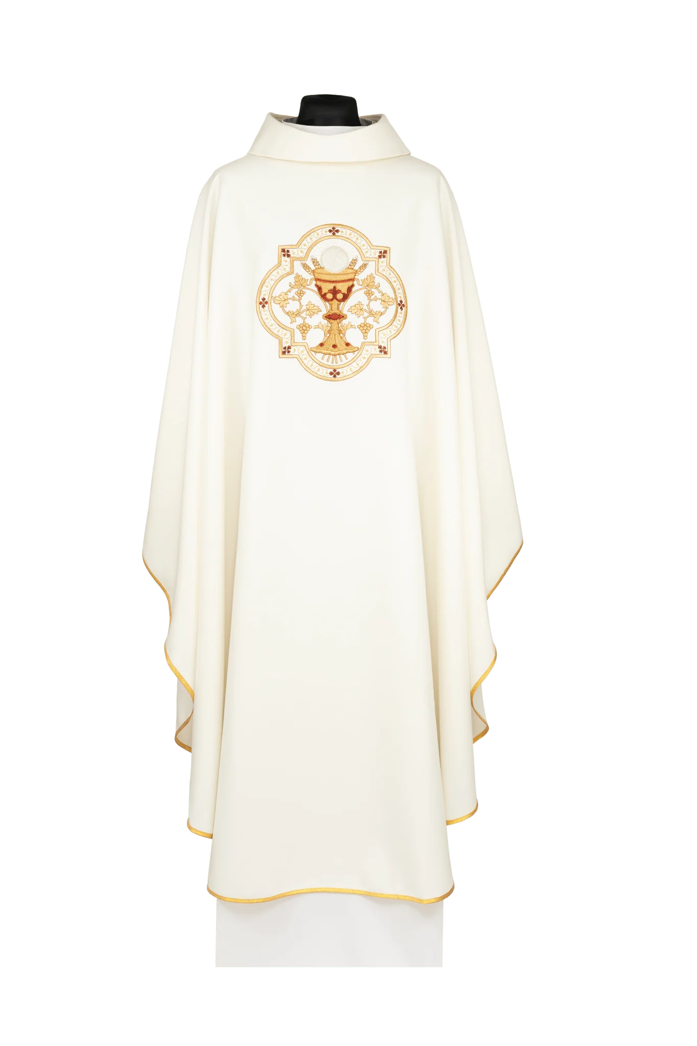 Embroidered chasuble with a Eucharistic Chalice and IHS motif