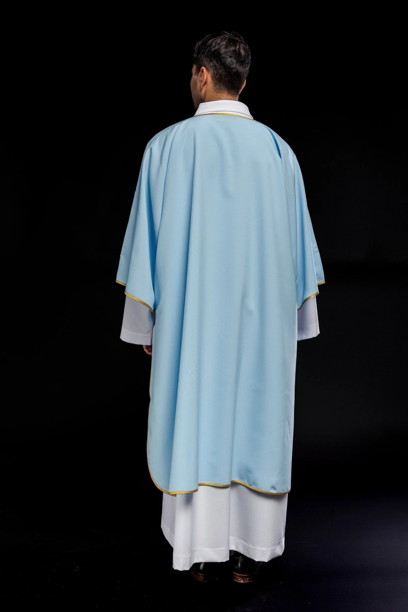 Embroidered plain dalmatics with gold trim blue - Image 5