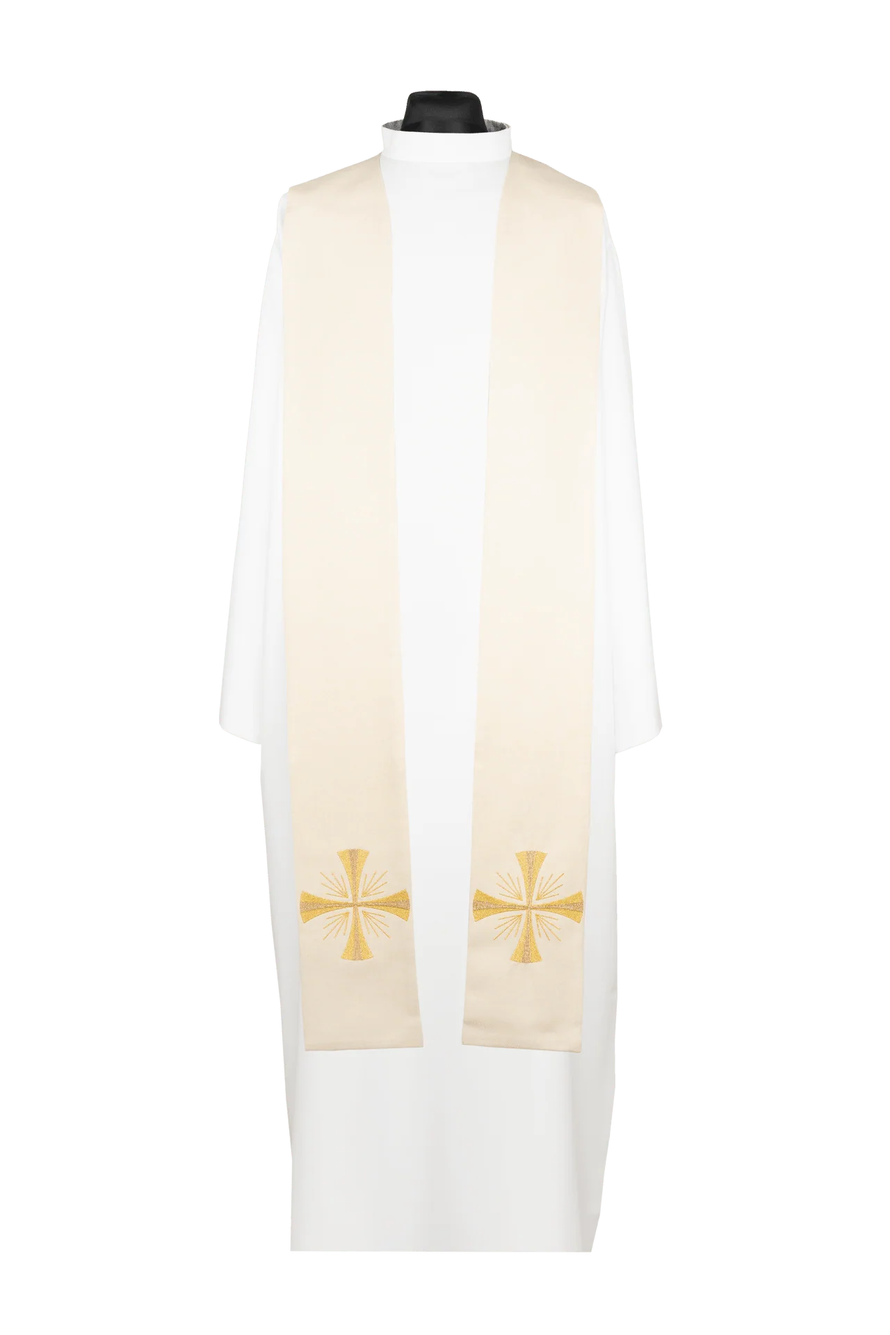 Embroidered Priest Stole Cross Ecru