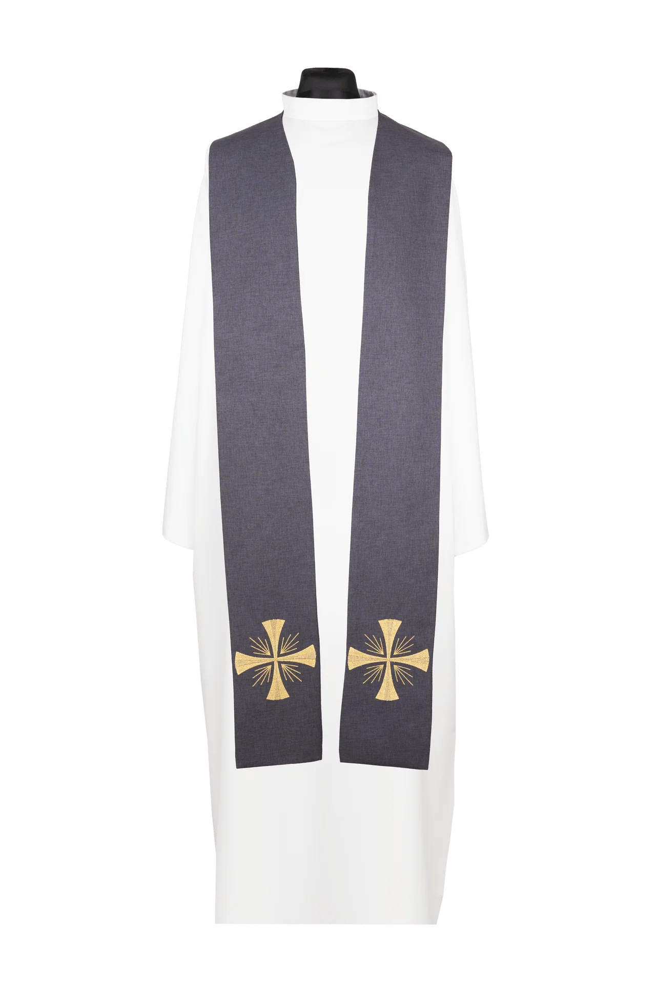 Embroidered priestly stole with a cross purple