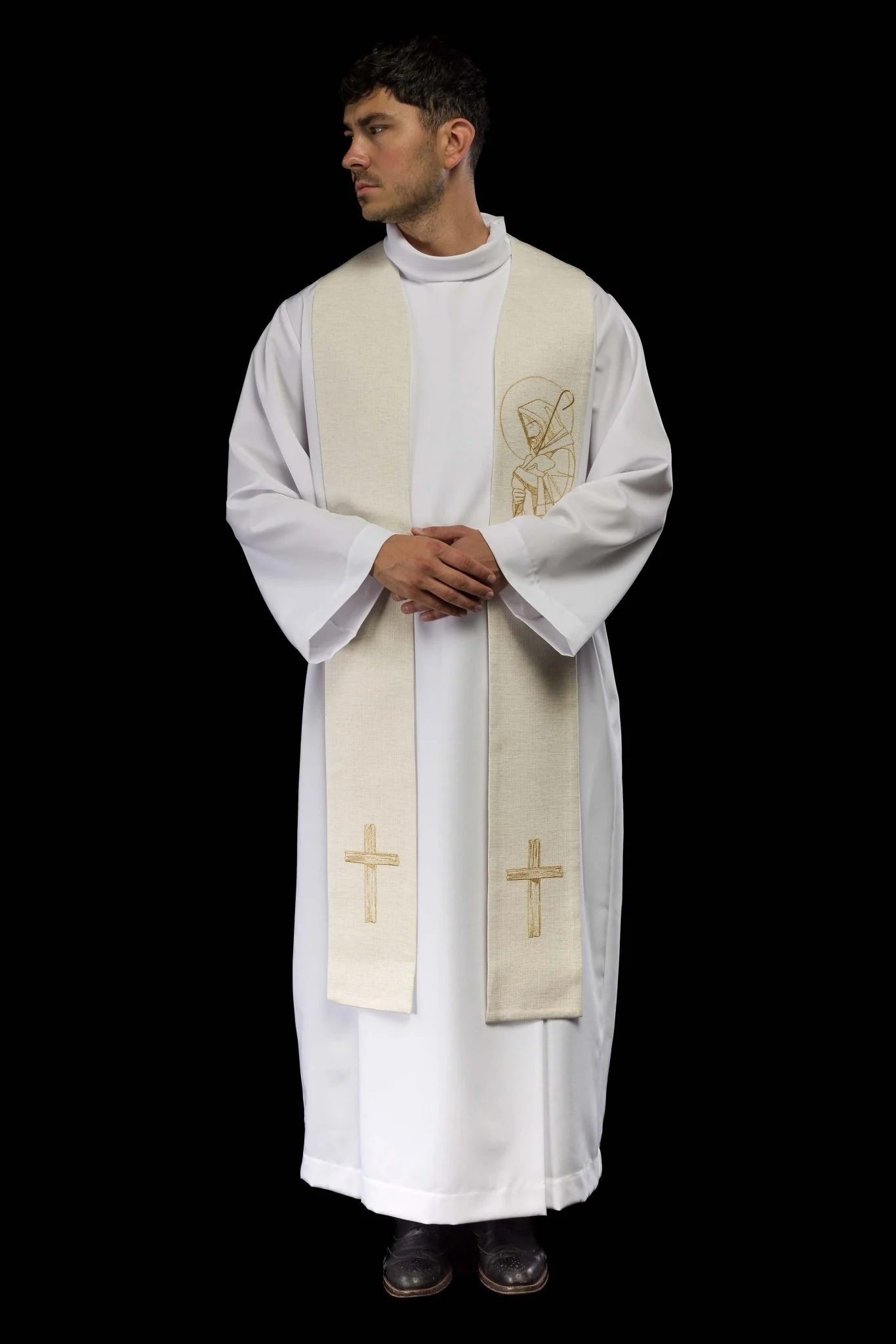 Embroidered stole “Jesus the Good Shepherd” ecru - Image 5