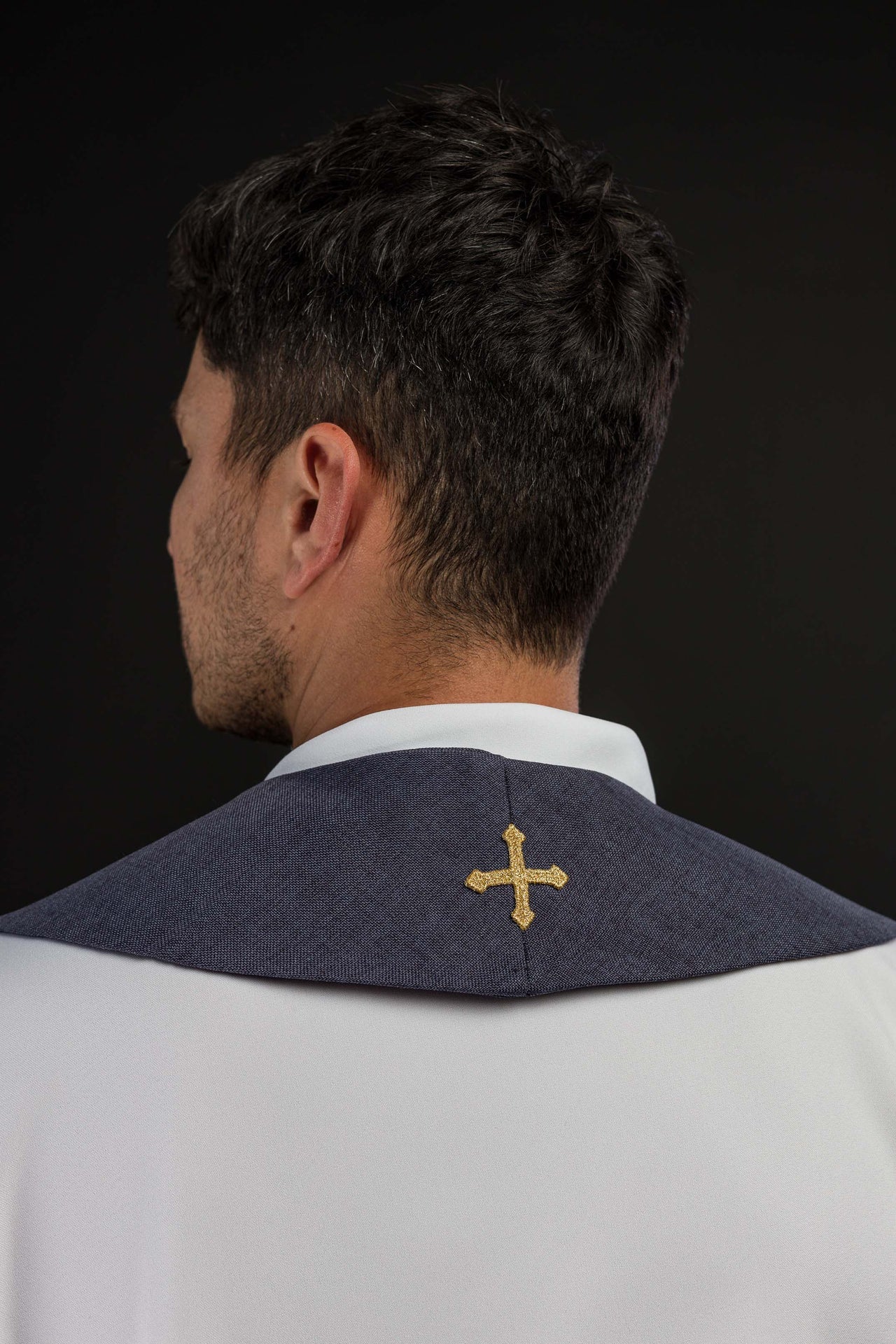 Embroidered Stole with IHS Motif in Purple - Image 5