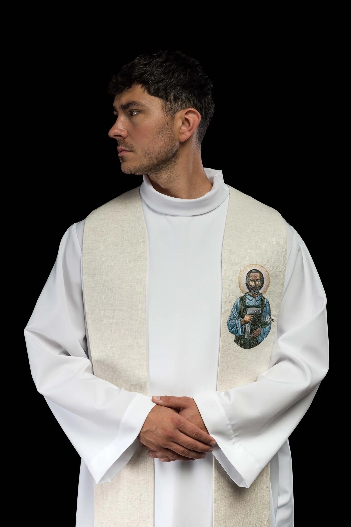 Embroidered stole with the image of Saint Joseph the Worker - Image 3