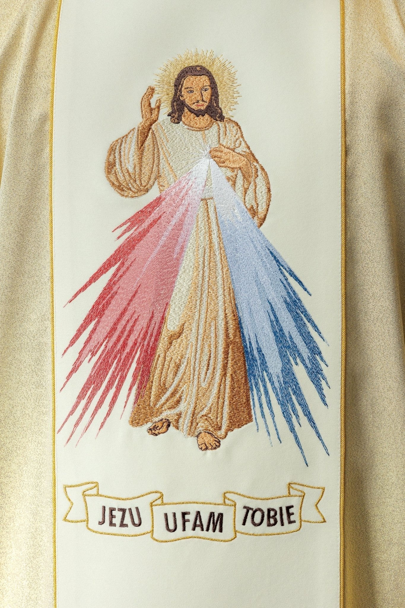 Gold Chasuble with image of Divine Mercy - Image 4