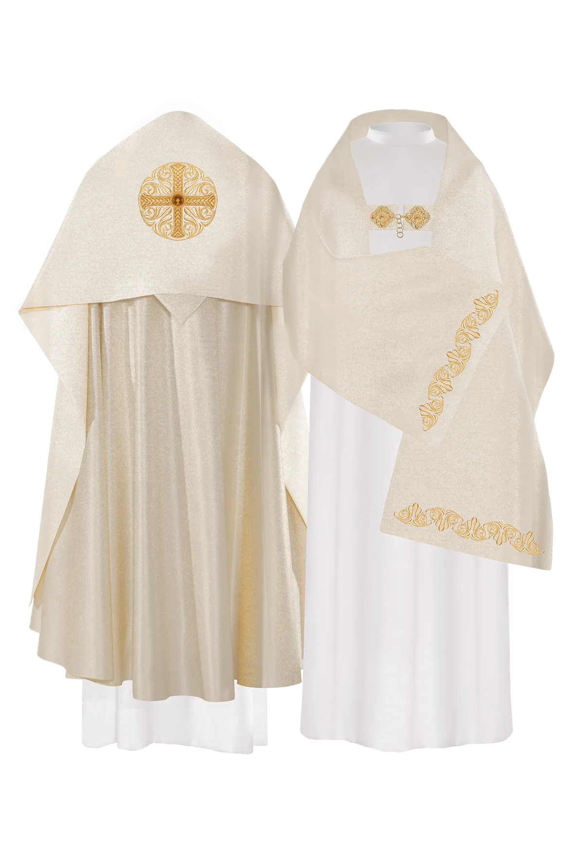 Golden liturgical veil with a cross pattern
