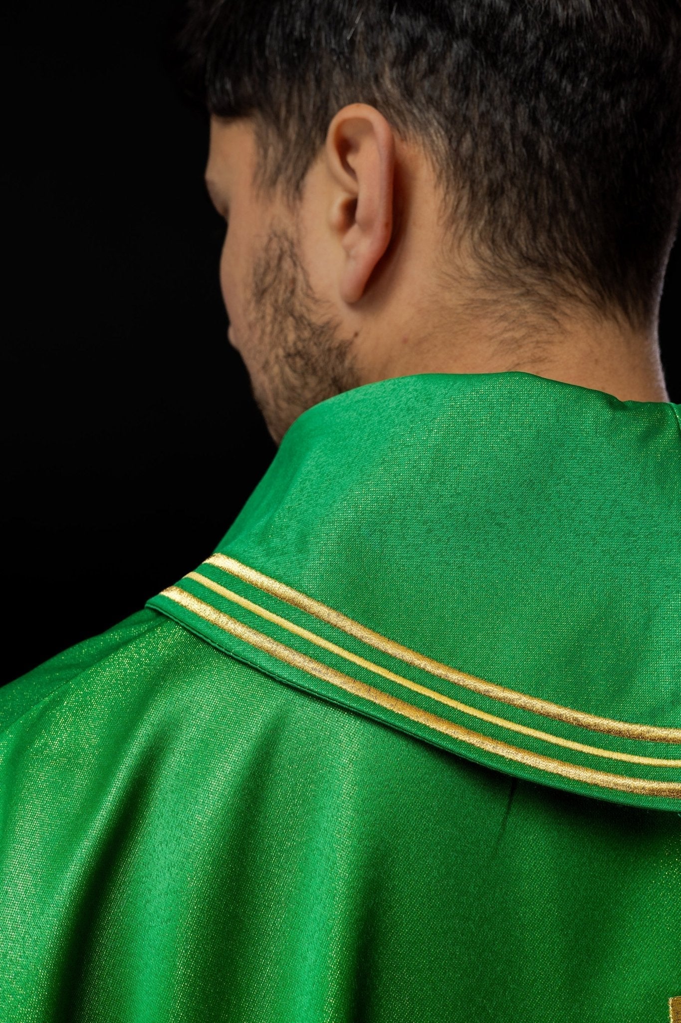 Green chasuble with Alfa and Omega motif with decorated collar - Image 6