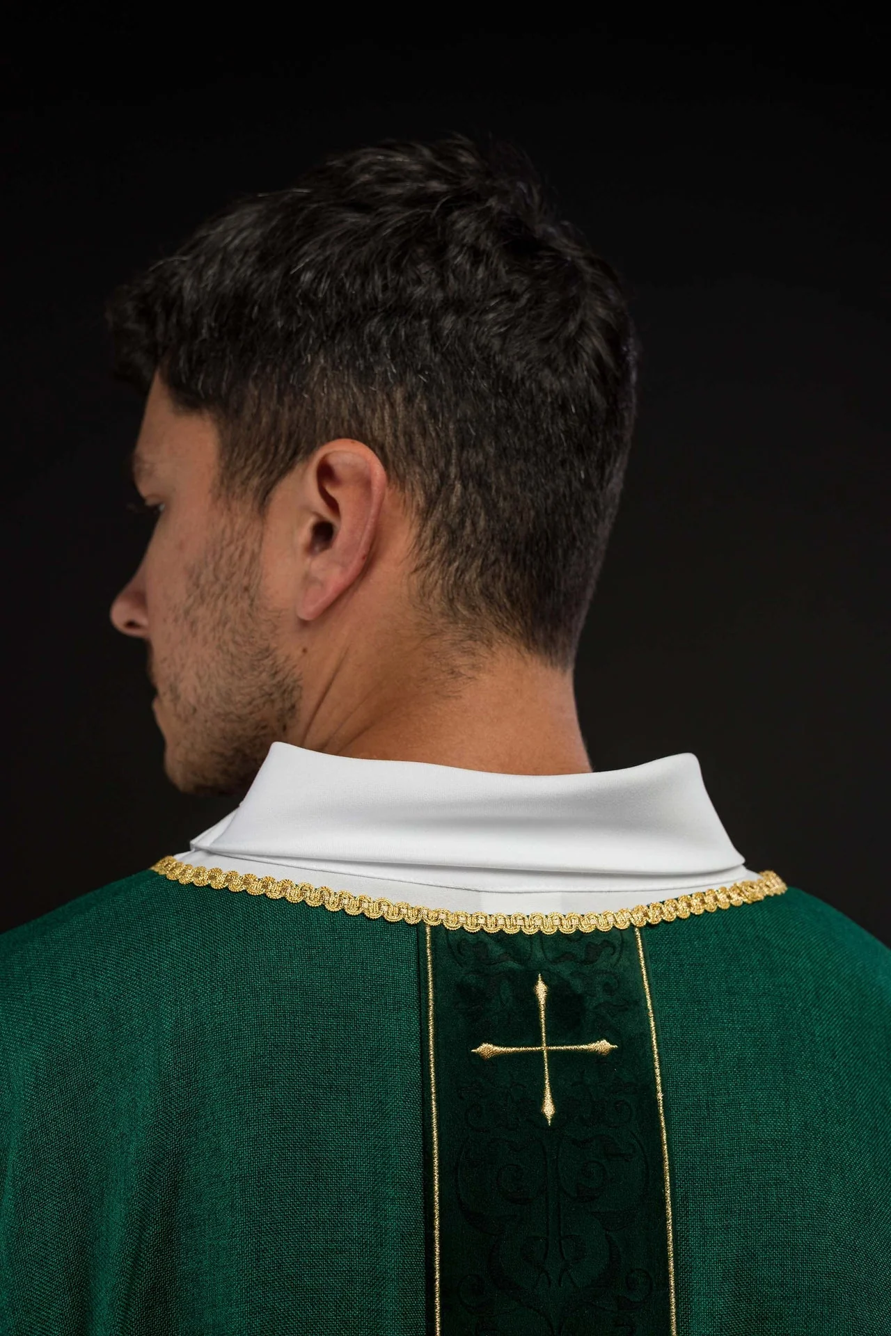 Green Chasuble with Embroidered Cross Band - Image 6