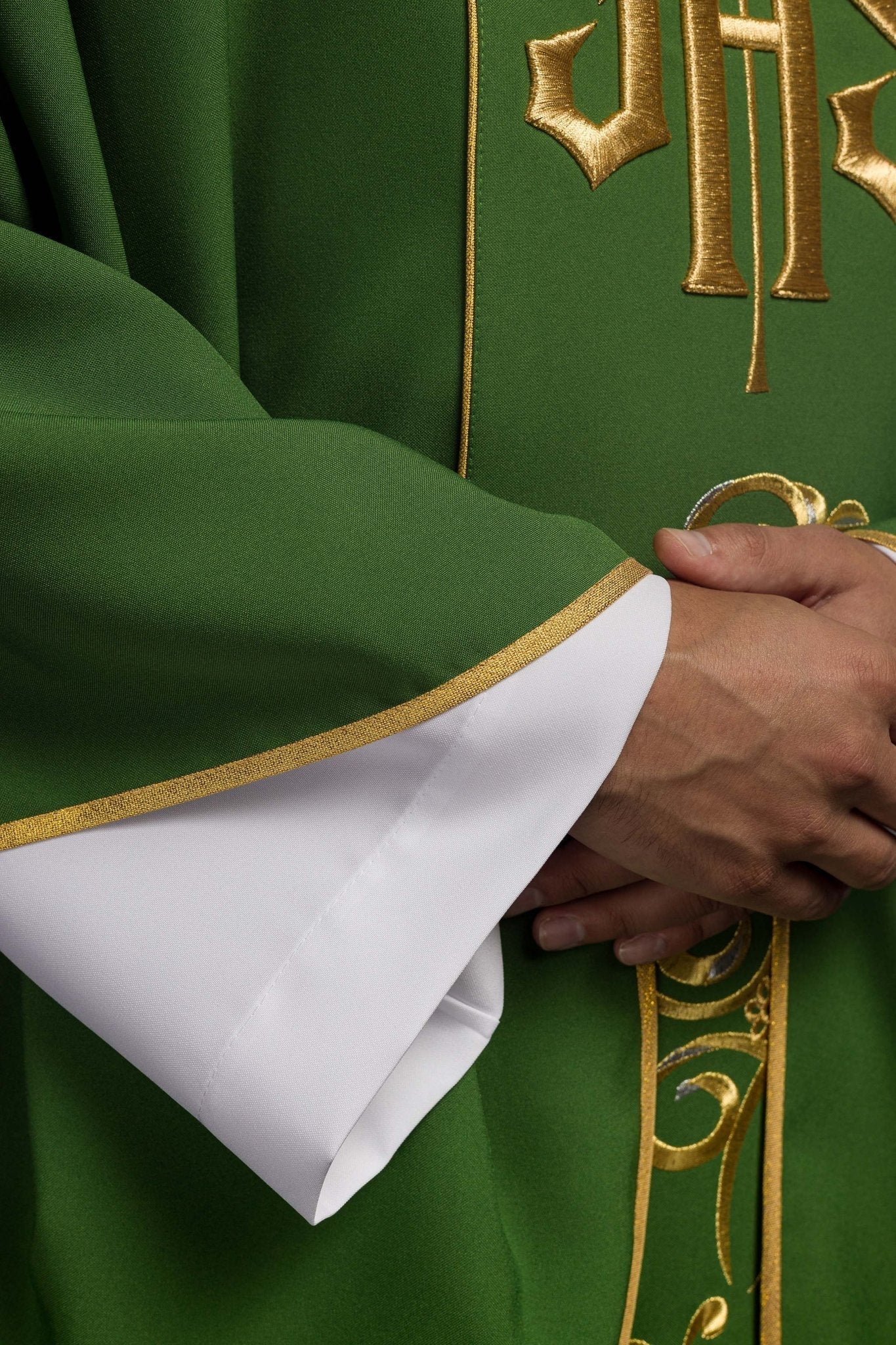 Green chasuble with the symbol of IHS - Image 5
