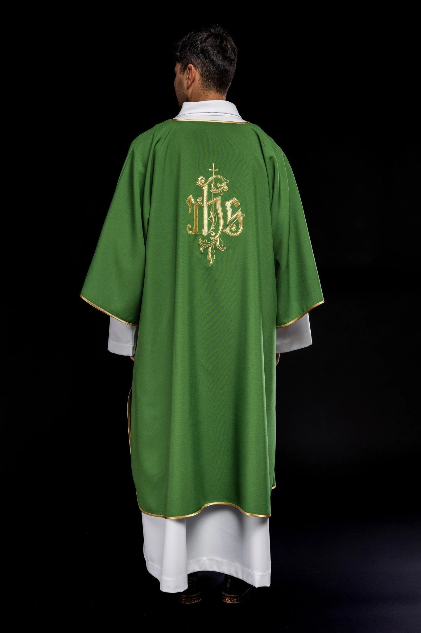 Green dalmatic chasuble with gold IHS - Image 6