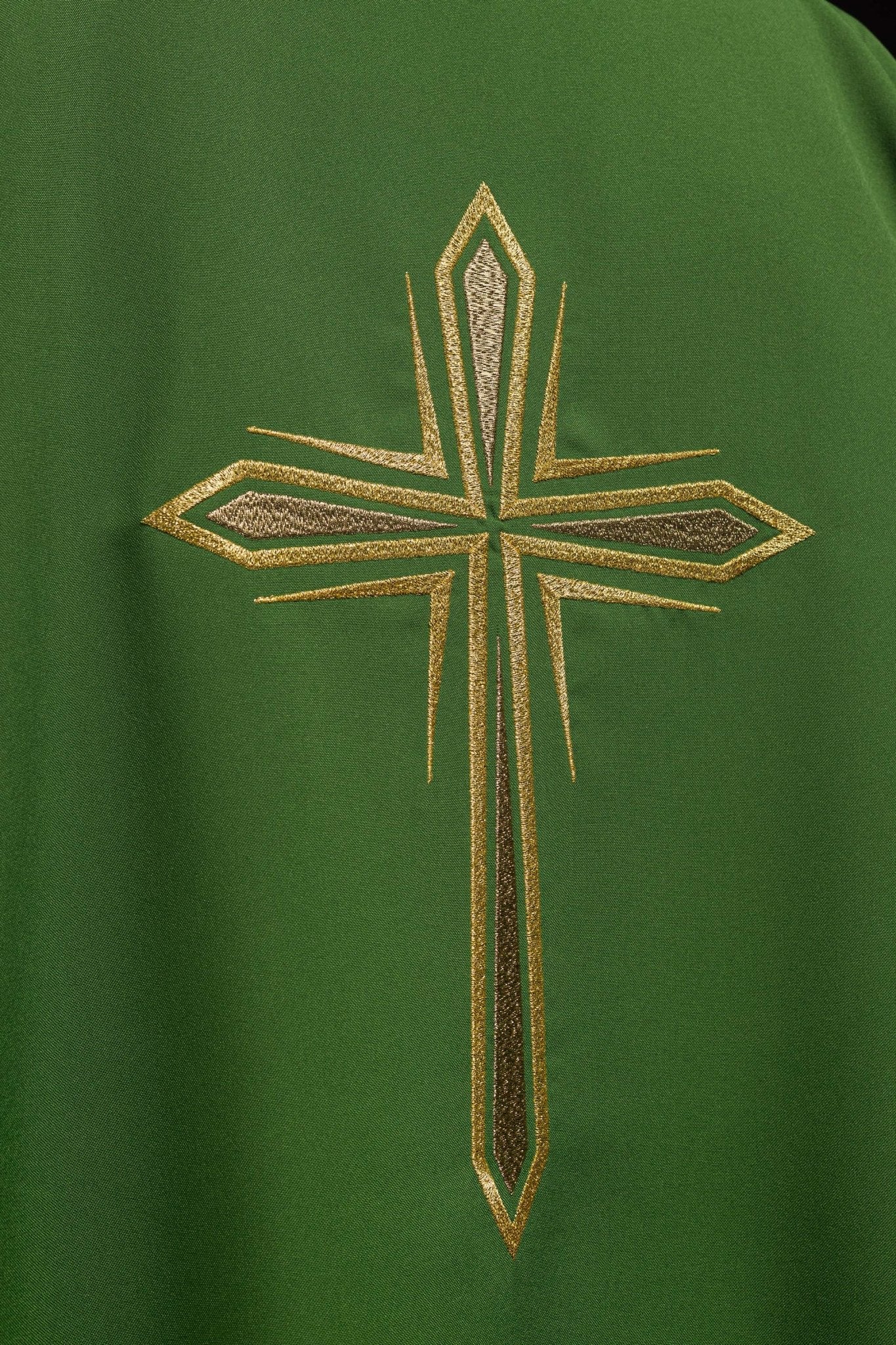 Green dalmatic with an embroidered golden cross - Image 3
