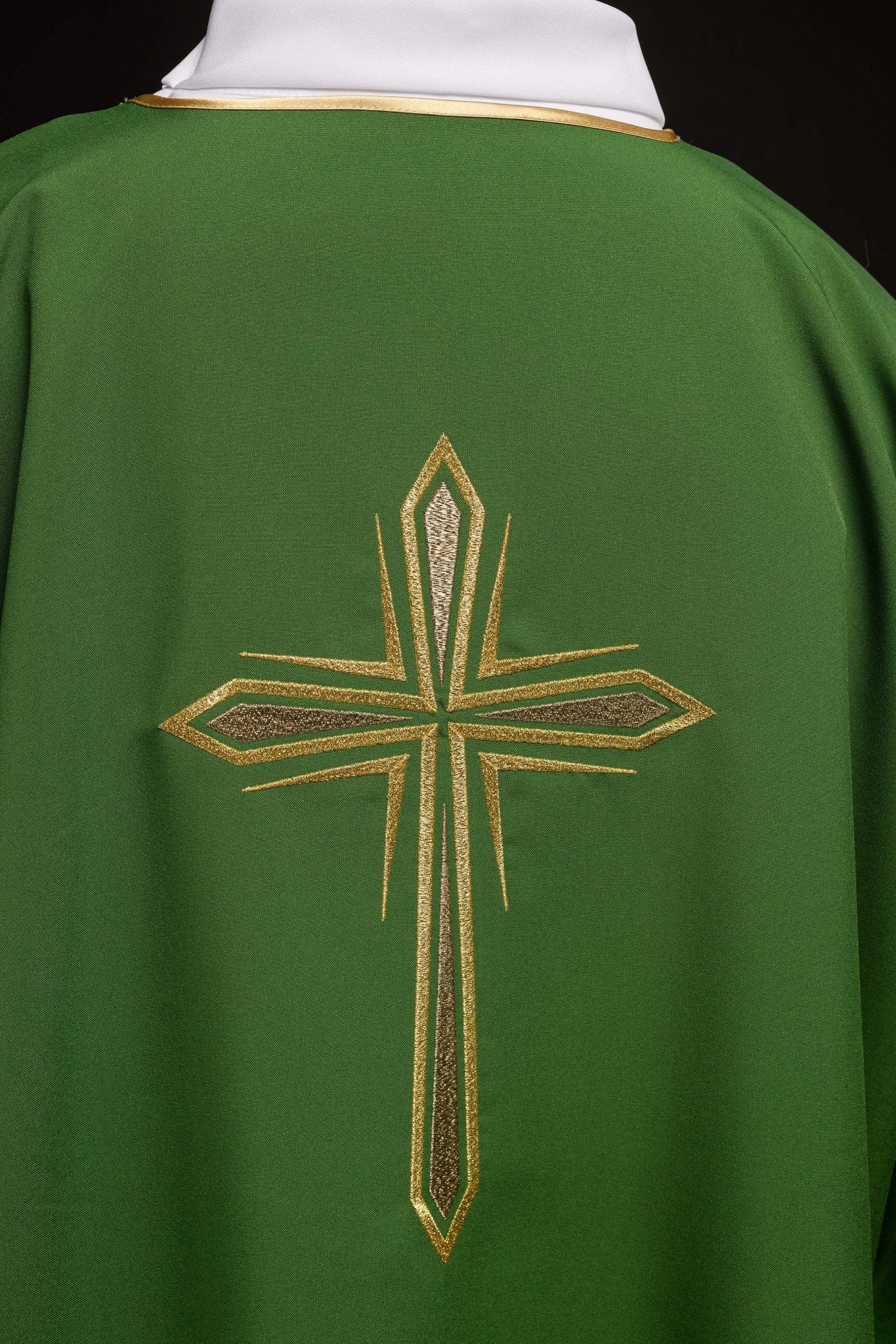 Green dalmatic with an embroidered golden cross - Image 7