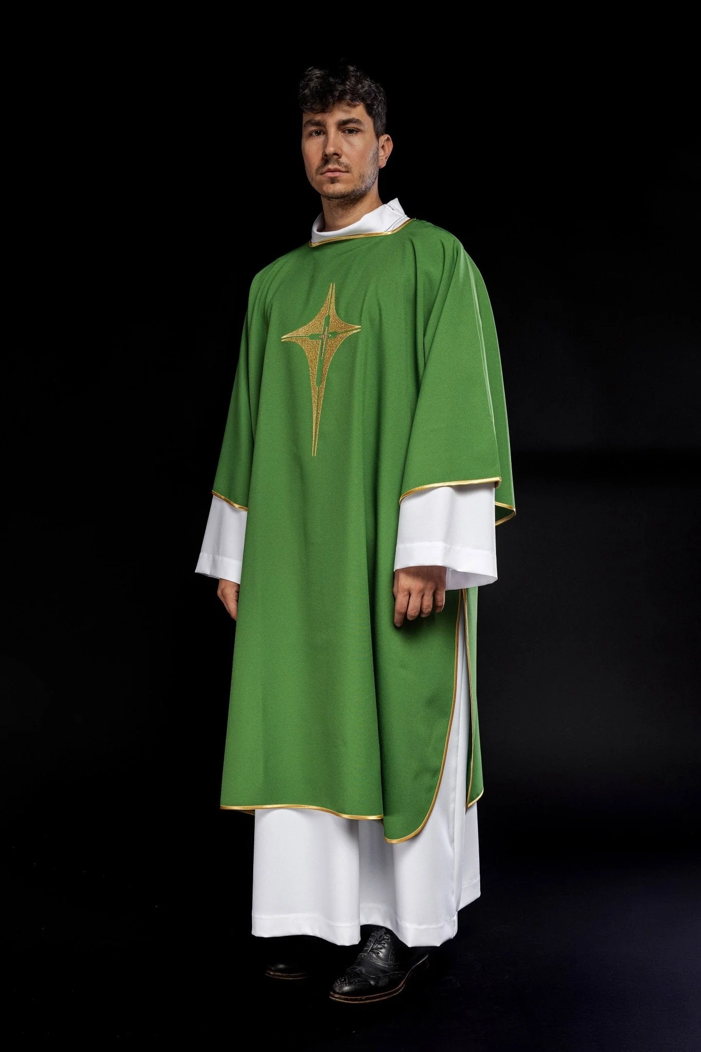 Green Dalmatic with Embroidered Gold Cross - Image 3