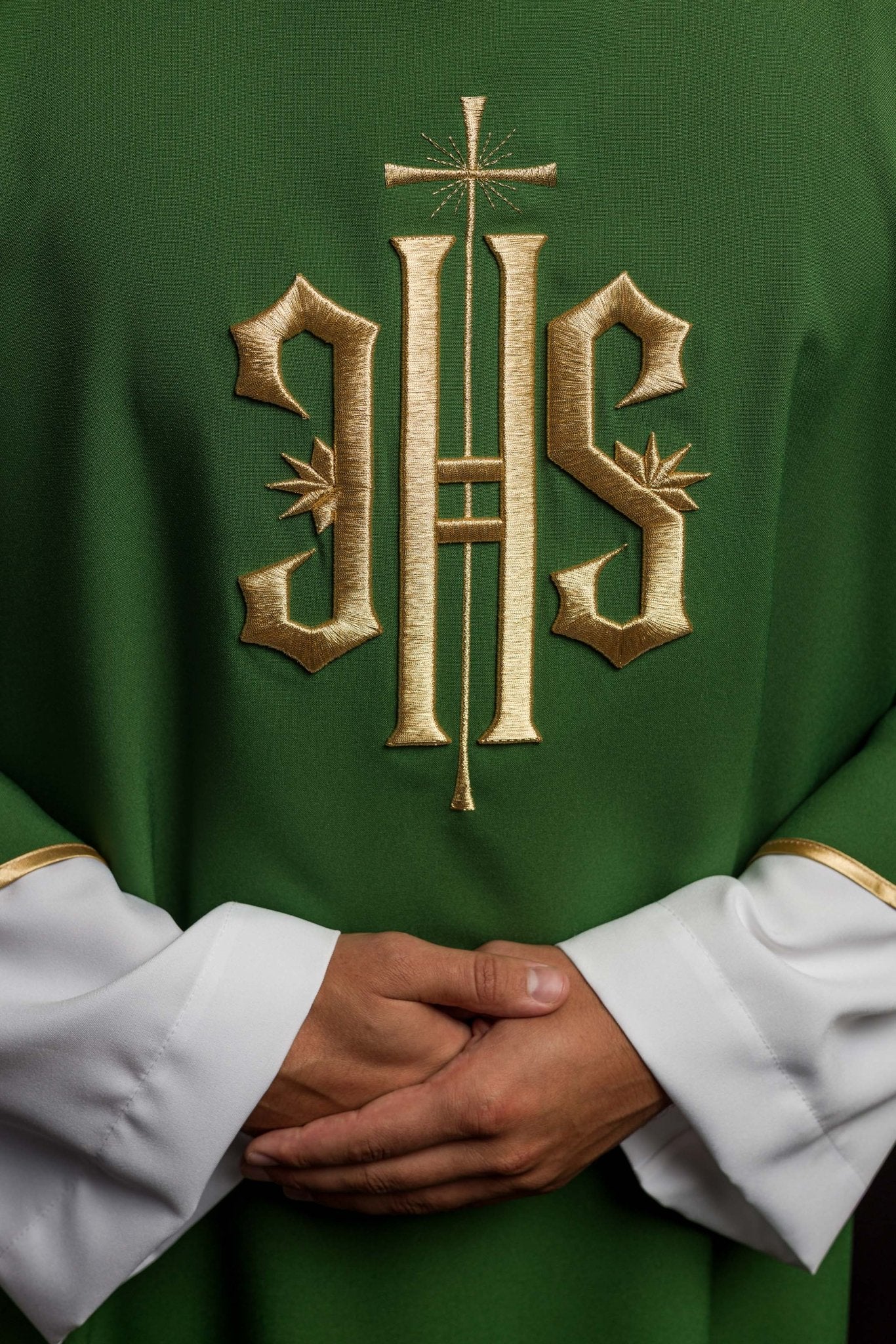 Green Dalmatic with Embroidered Gold IHS - Image 4