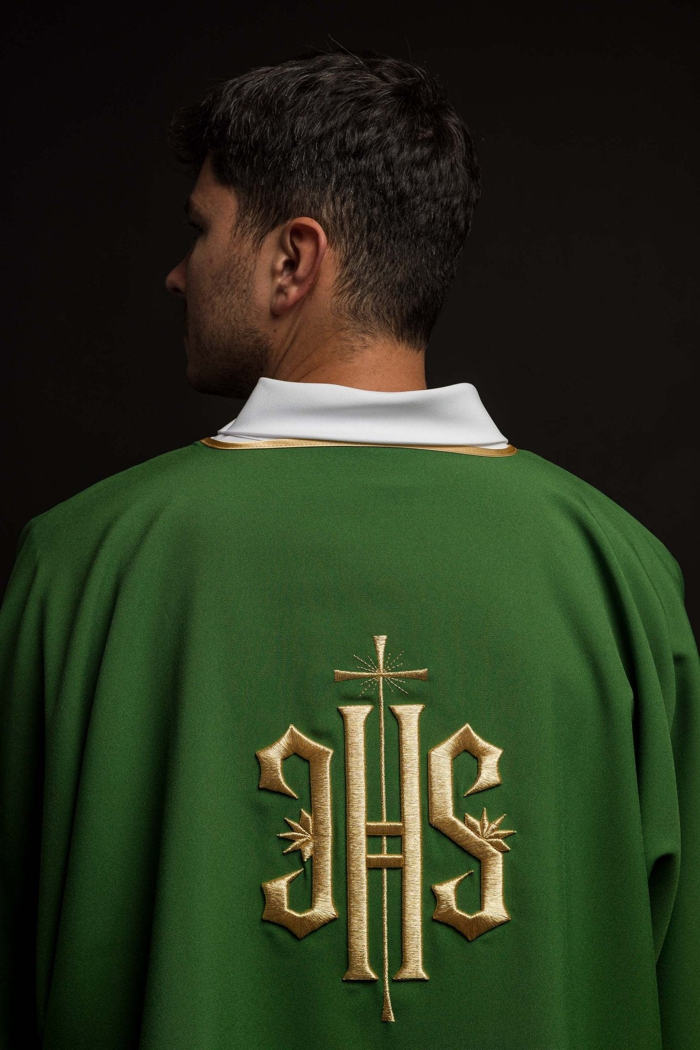 Green Dalmatic with Embroidered Gold IHS - Image 5