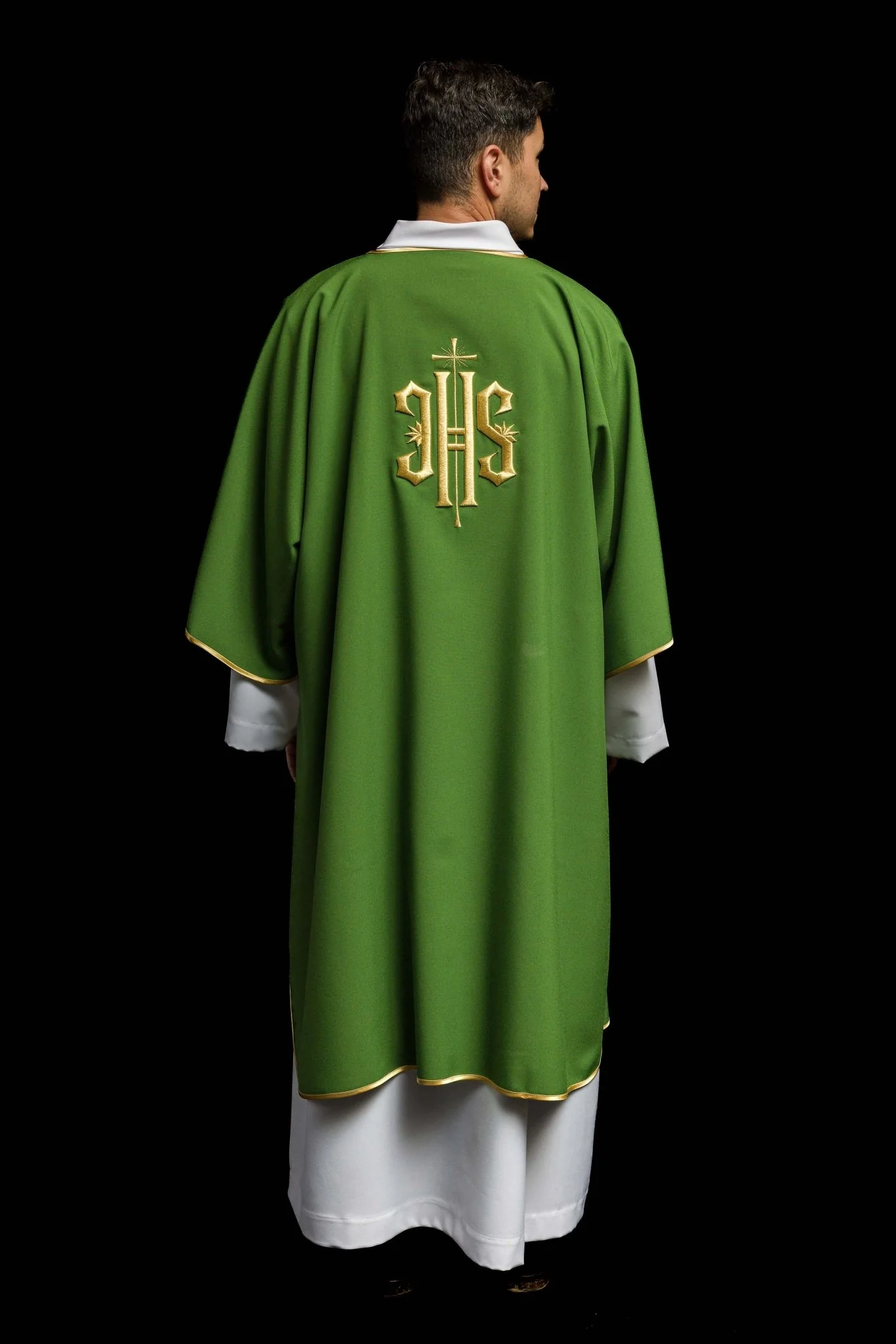 Green Dalmatic with Embroidered Gold IHS - Image 6
