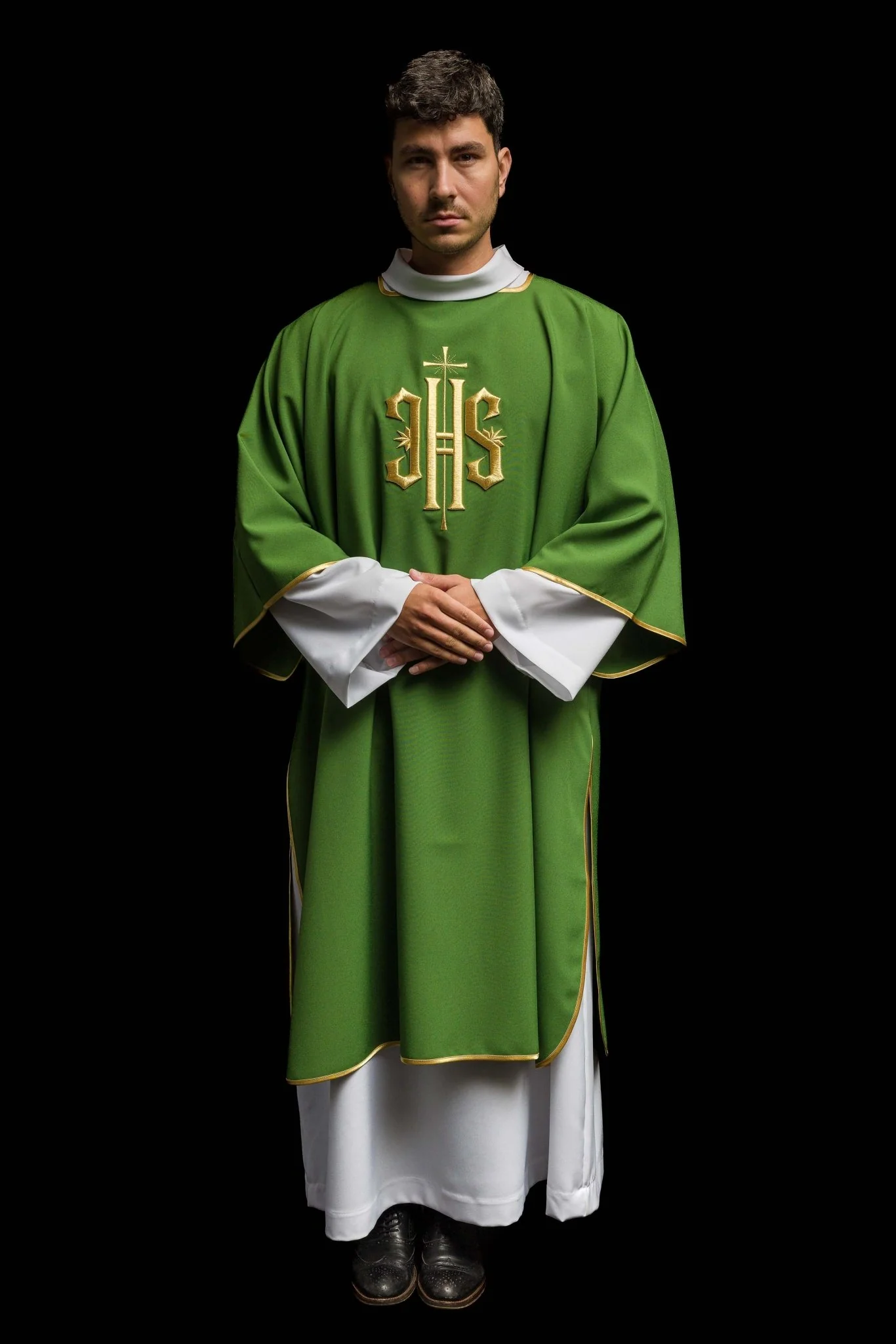 Green Dalmatic with Embroidered Gold IHS - Image 7