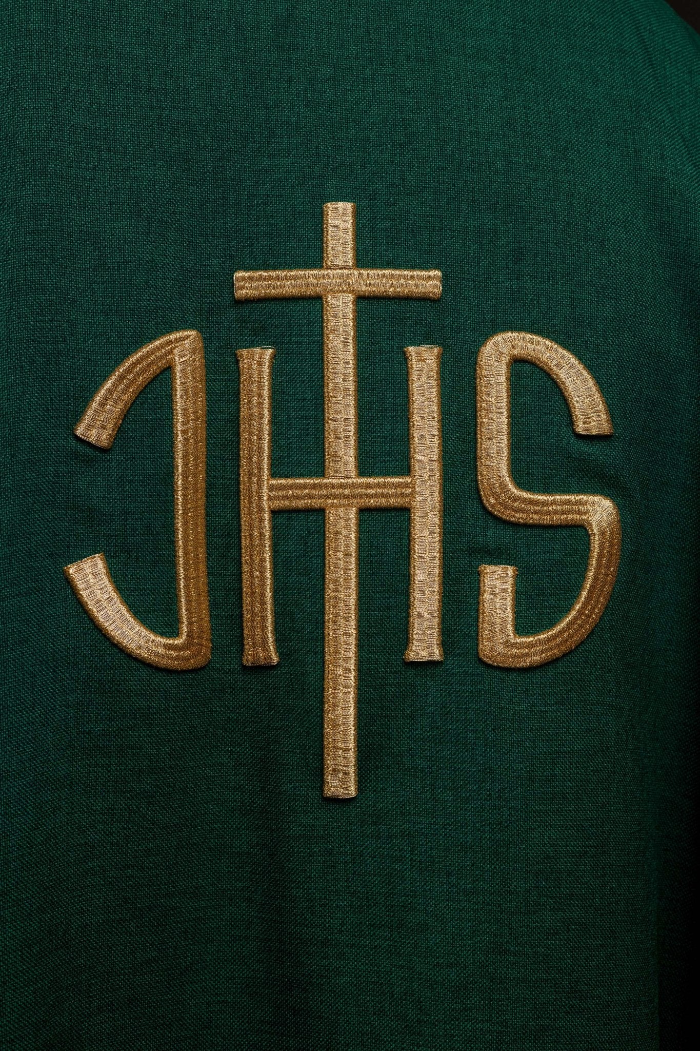 Green Liturgical Chasuble with Gold IHS Embroidery - Image 4
