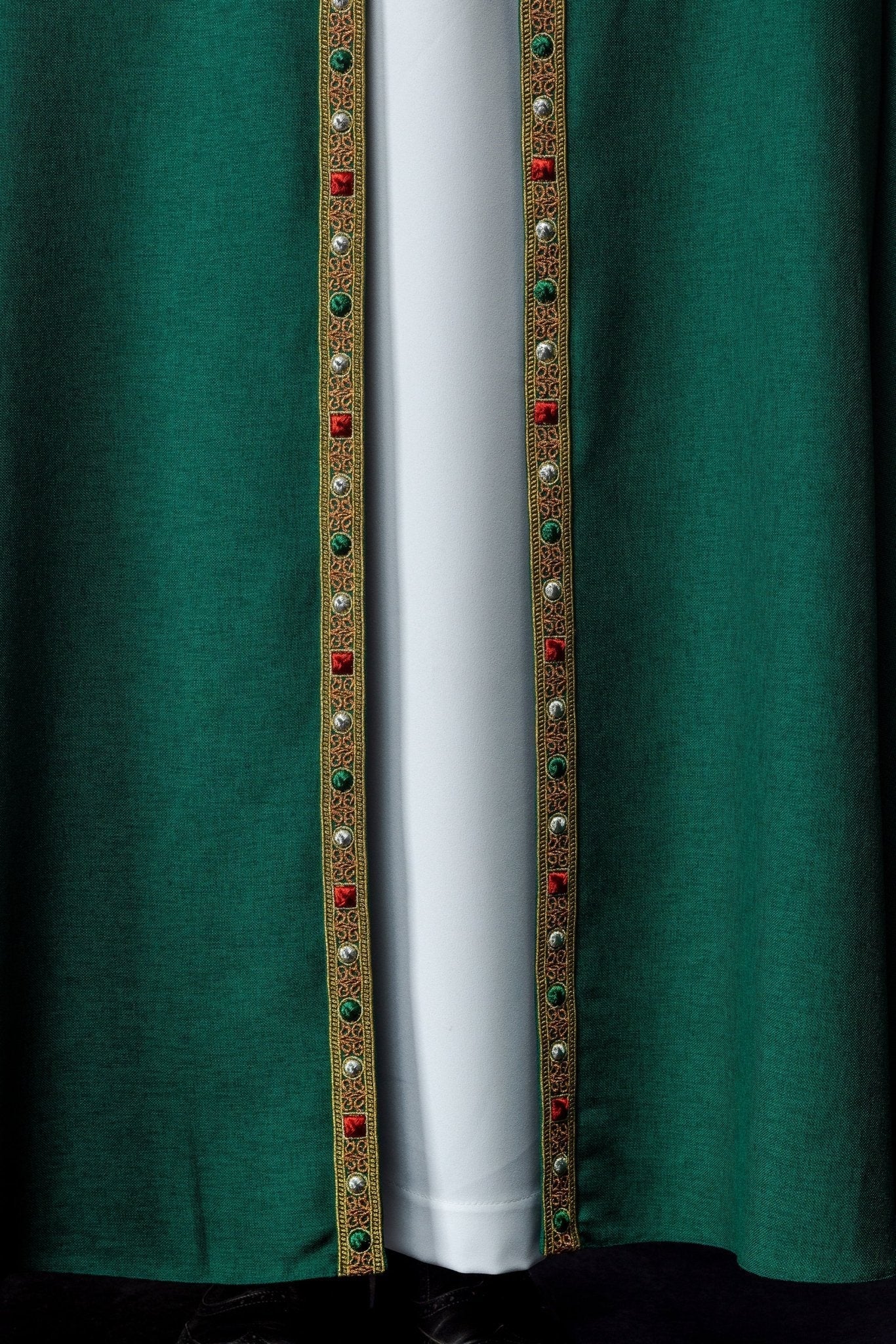 Green liturgical cope with classic JHS embroidery - Image 6
