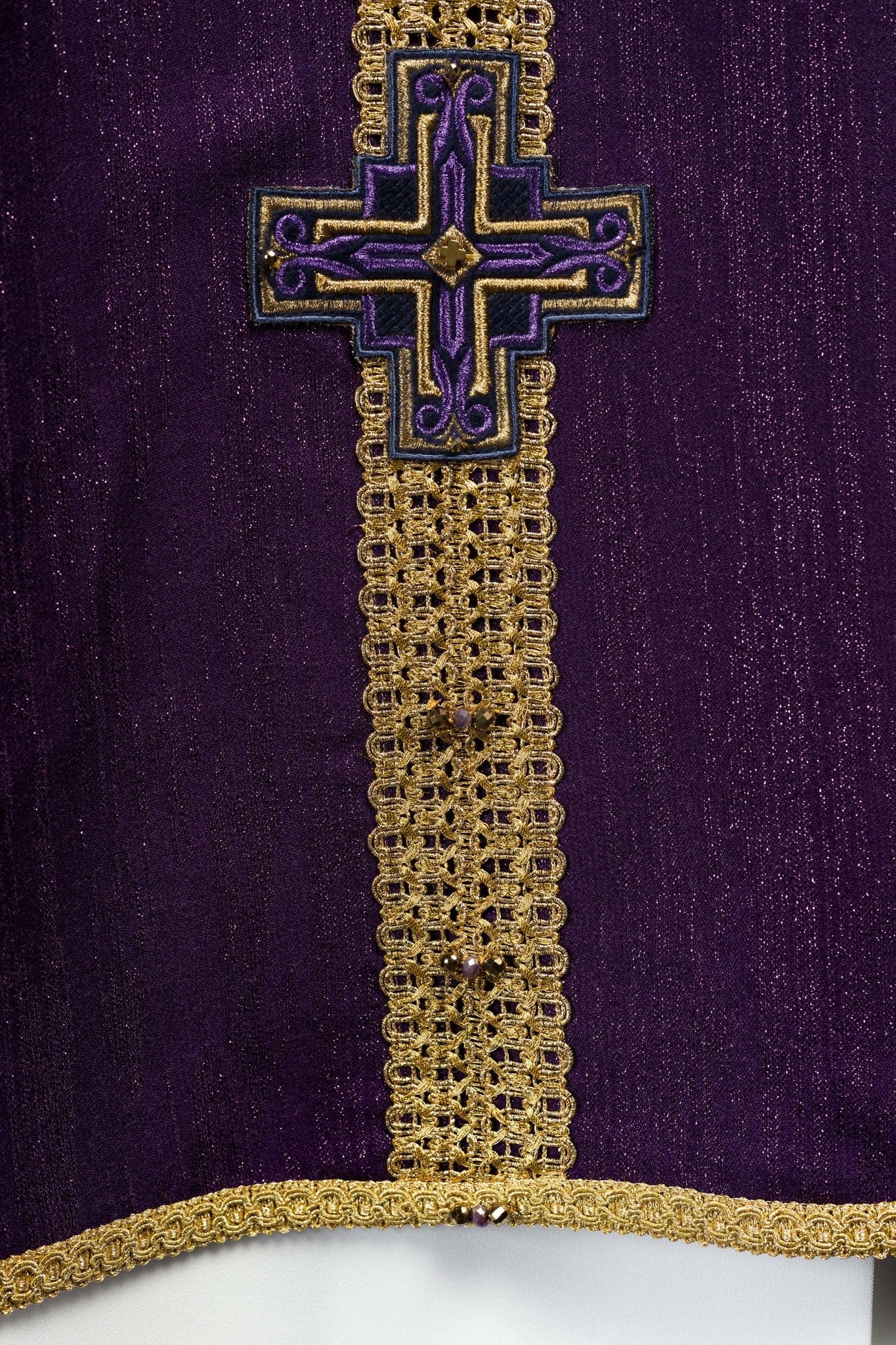 Handmade chasuble with natural stones Handmade 7015 Purple - Image 4