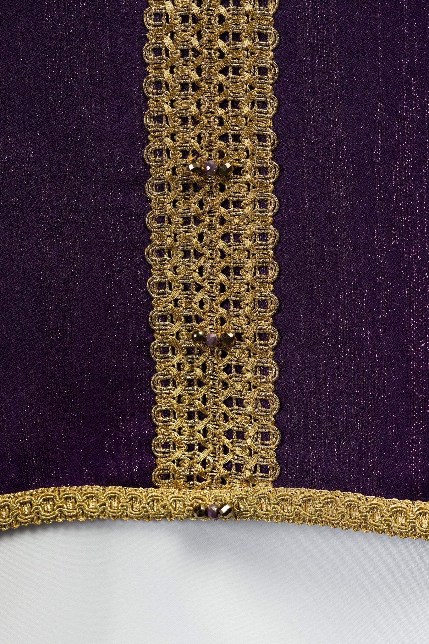 Handmade chasuble with natural stones Handmade 7015 Purple - Image 6
